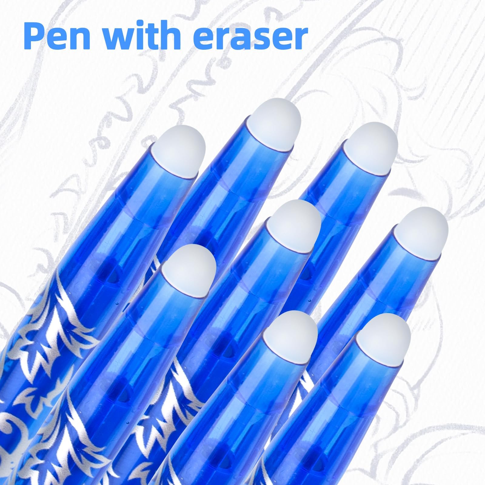 6 Pièces De Stylos Bille Effaçables, Encre Bleue 0,5 Mm