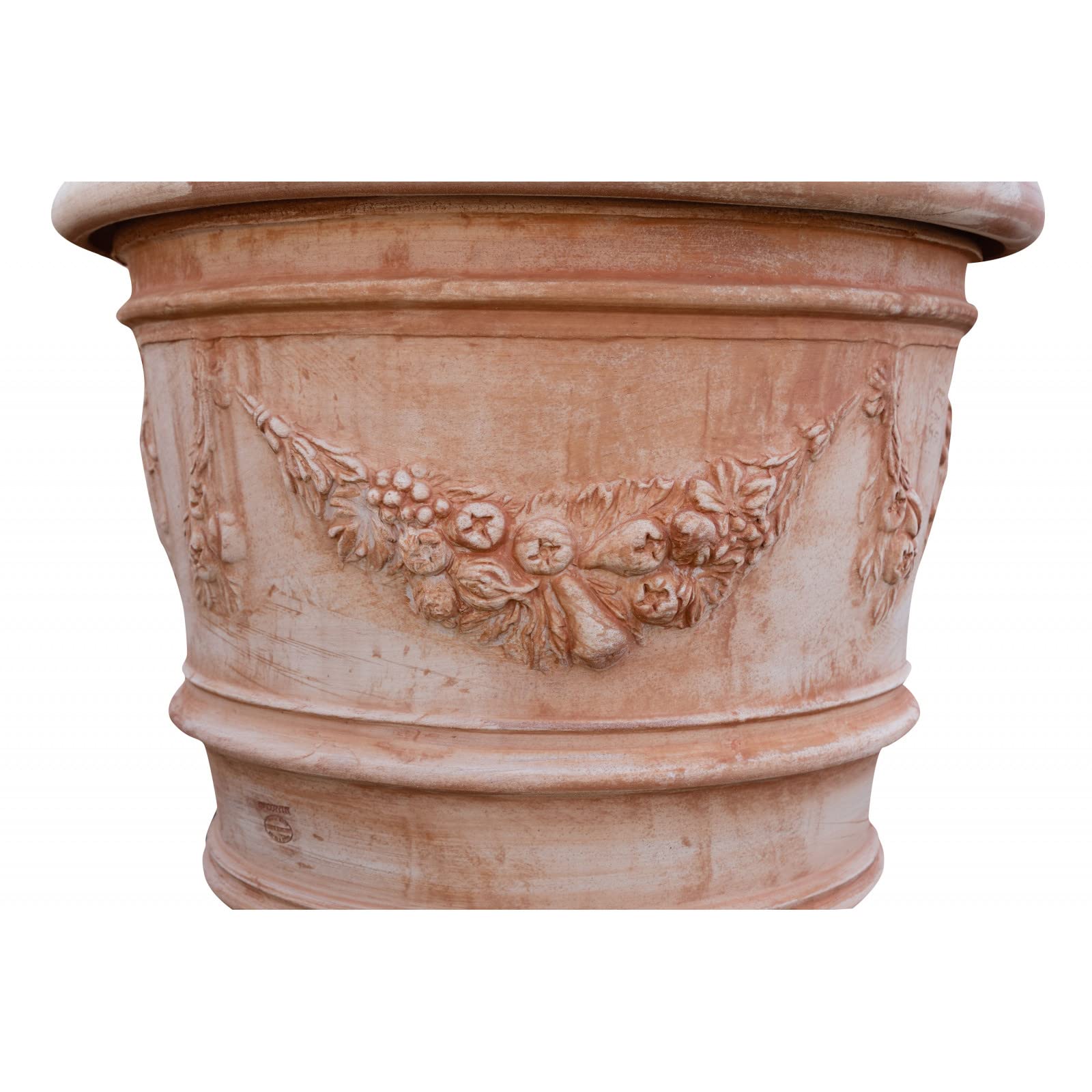 Biscottini Maceta grande de terracota, 80 x 80 x 68 cm, para jardín de ánfora fabricado en Italia, macetas de terracota