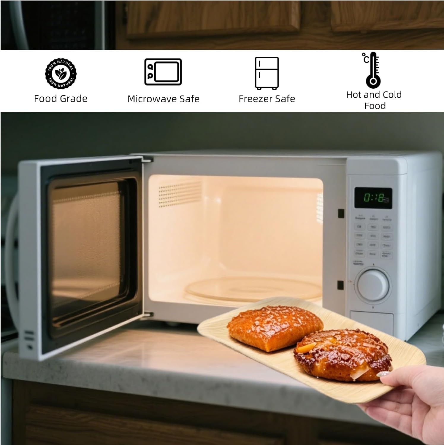 35 Pack Palm Leaf Plates Disposable, 6x9 Inch Bamboo Like Plate Rectangle Trays, Mini Charcuterie Board Appetizer Serving Plates for Cheese Dessert Party Wedding BBQ Picnic, Microwave Safe