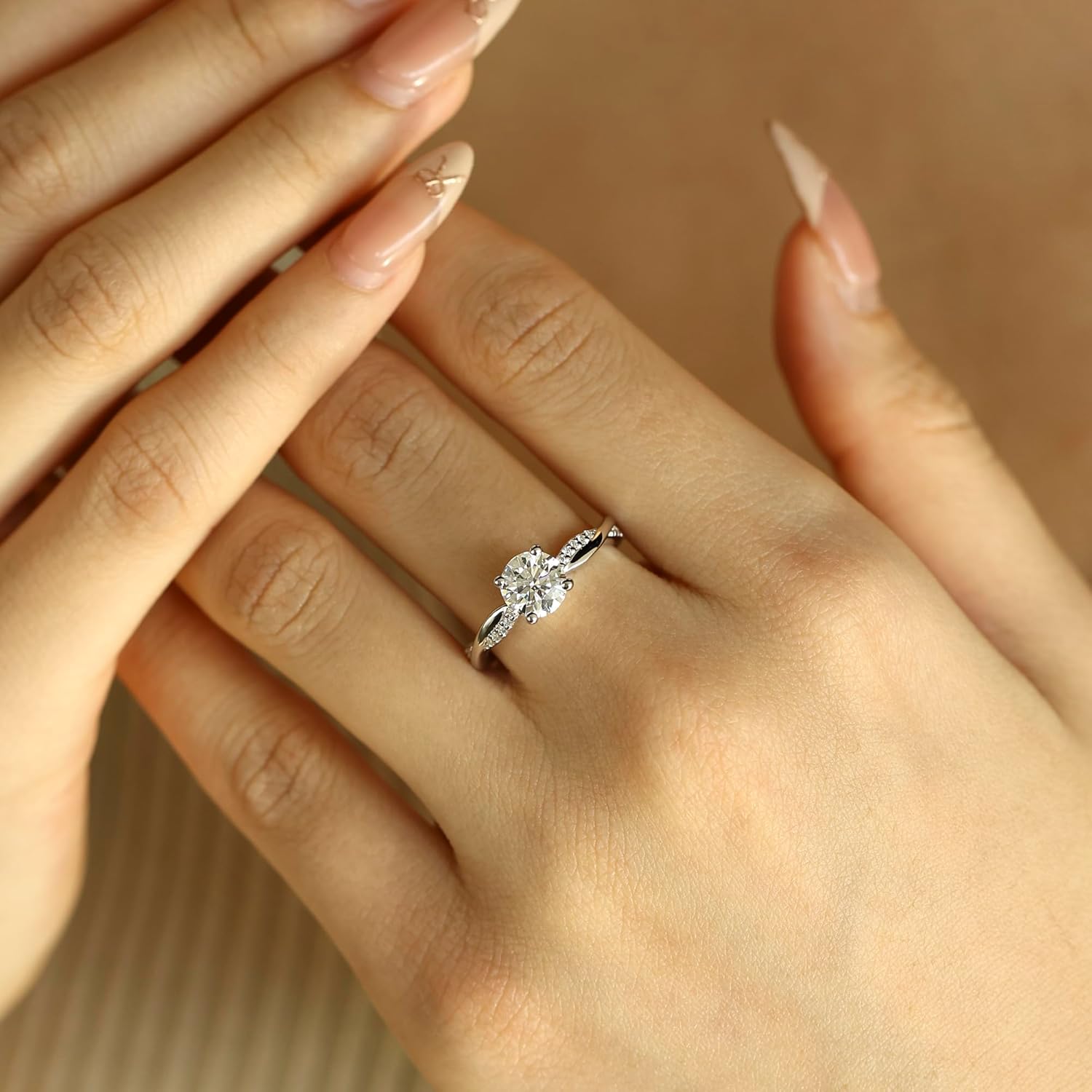 AGVANA Symphony of Vows 0.4-1.1 Ct. Tw. Lab Grown Diamond Petite Twisted Vine Ring in Sterling Silver (0.3-1 Carat Main Stone) Engagement Promise Anniversary Wedding Ring for Women (D-E, VS Clarity) - Image 2