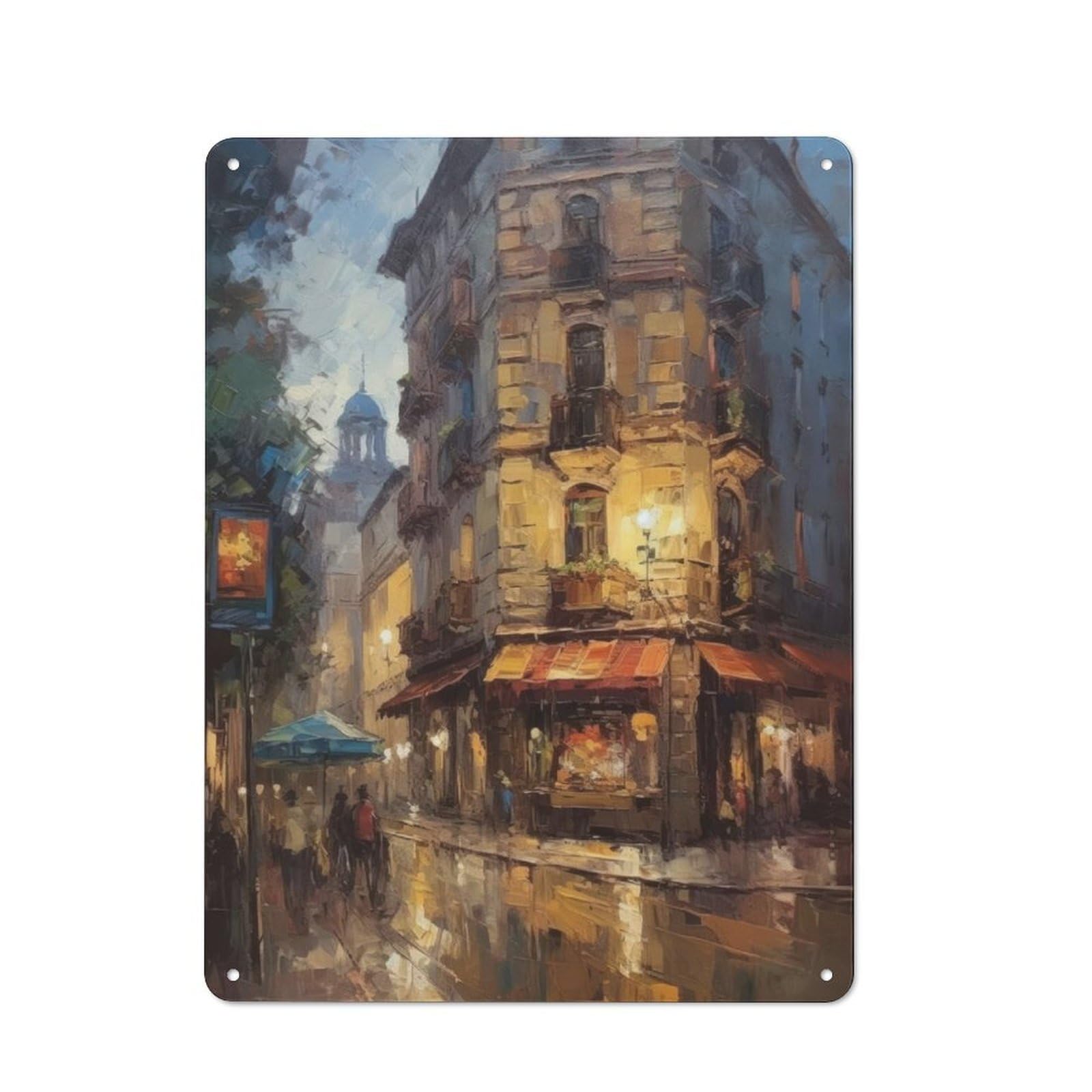 Junmoney Barcelona Architecture Tin Wall Plaque 40X30cm With For Man Cave Or Games Room, A New Home Present For Leisure-Room Decor Enthusiasts