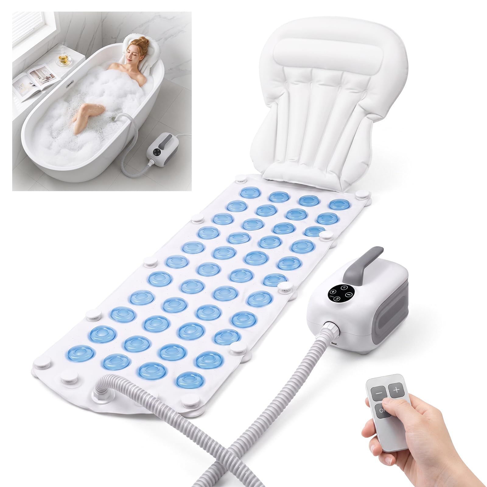 Bubble Bath Mat for Bathtub Spa, 6 Gear Adjustment, Non-Slip