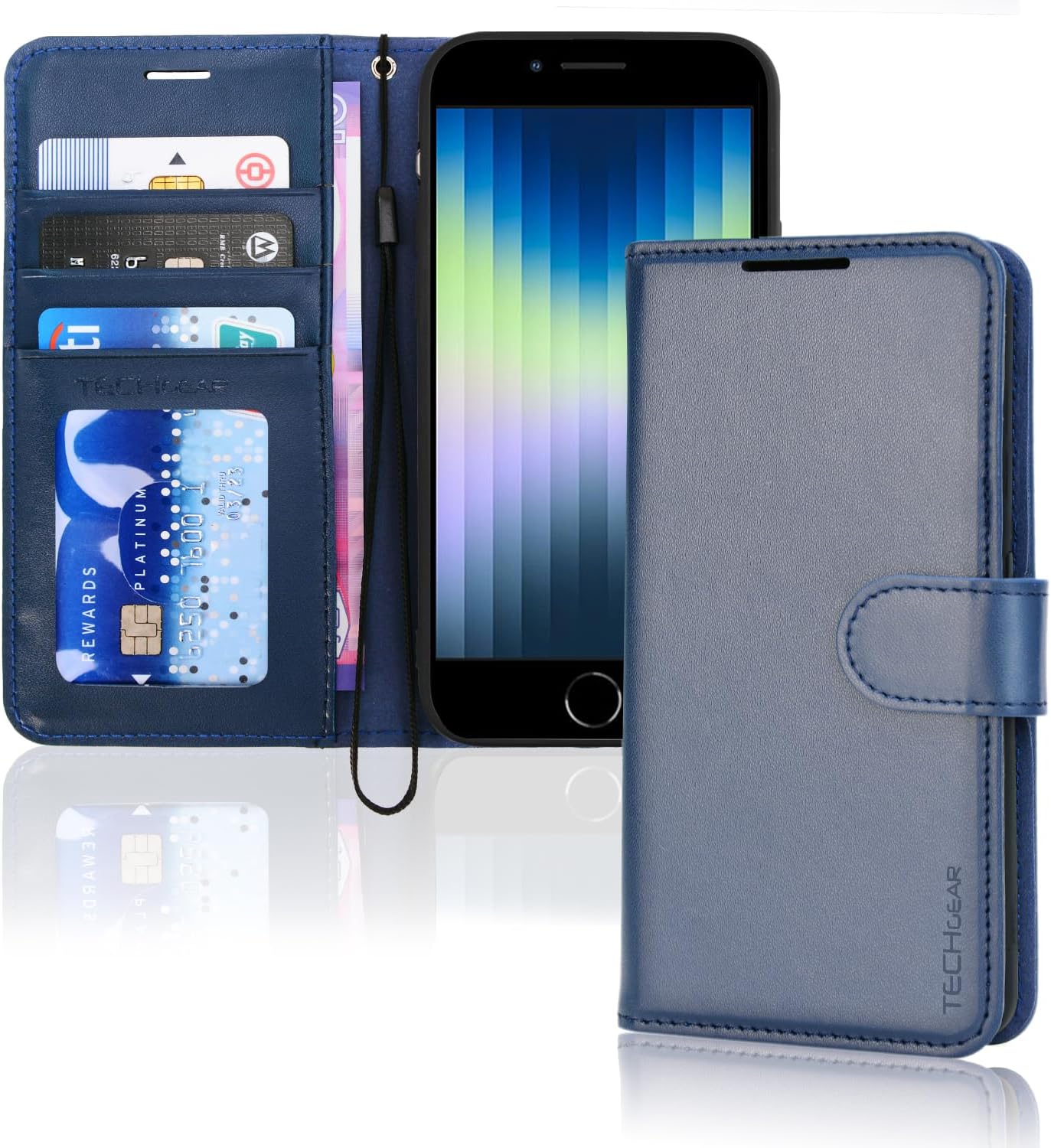 ZONNAVI Cover per iPhone SE 2022 / SE 2020/8 / 7, Flip Custodia Pelle PU con [Slot Cart] [Supporto Stand] [Magnetica], Cover a Libro Portafoglio per iPhone SE 2022 / SE 2020/8 / 7 (Grigio