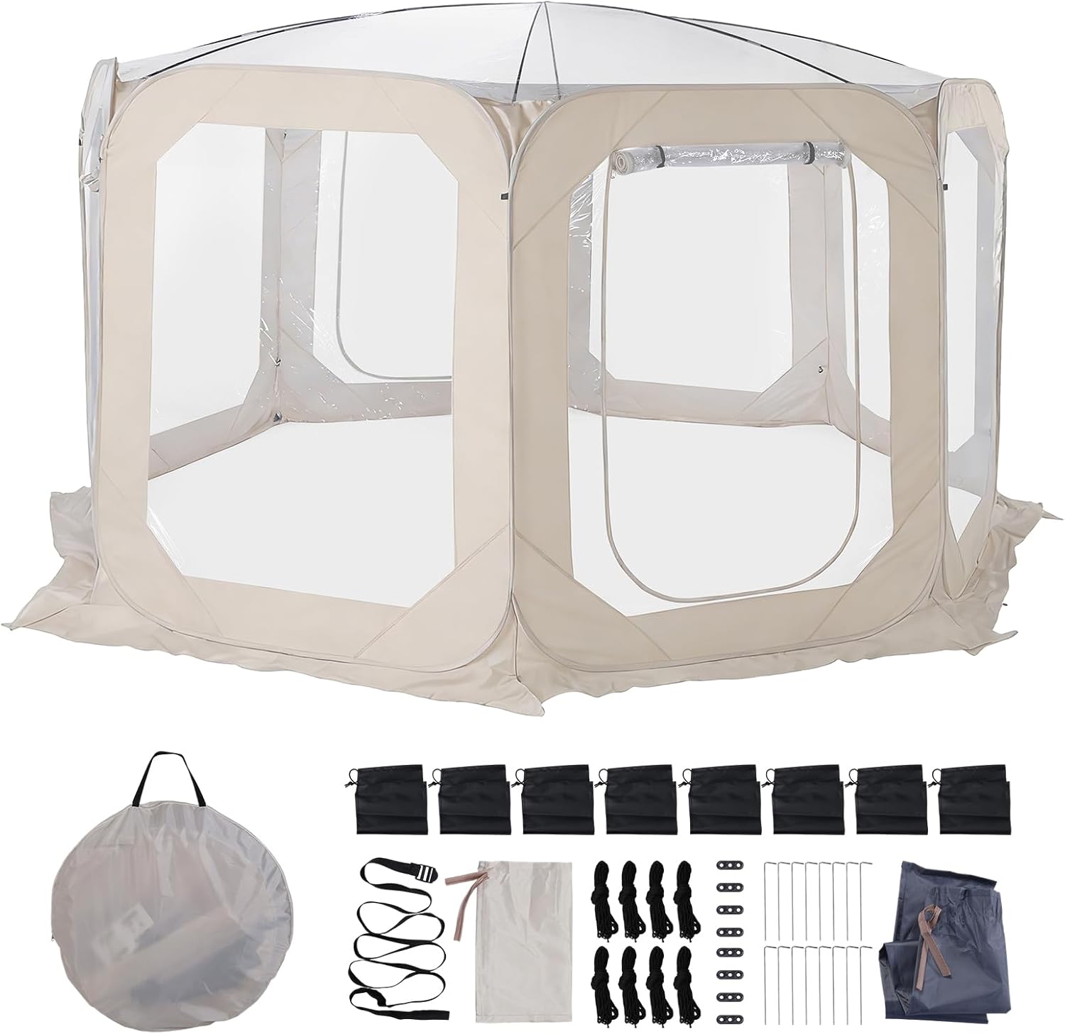 12x7ft Clear Igloo Bubble Tent for 6-8 People, Transparent Dome House with Rain Cover & Carry Bag, Ideal for Outdoor Camping, Gatherings & Stargazing