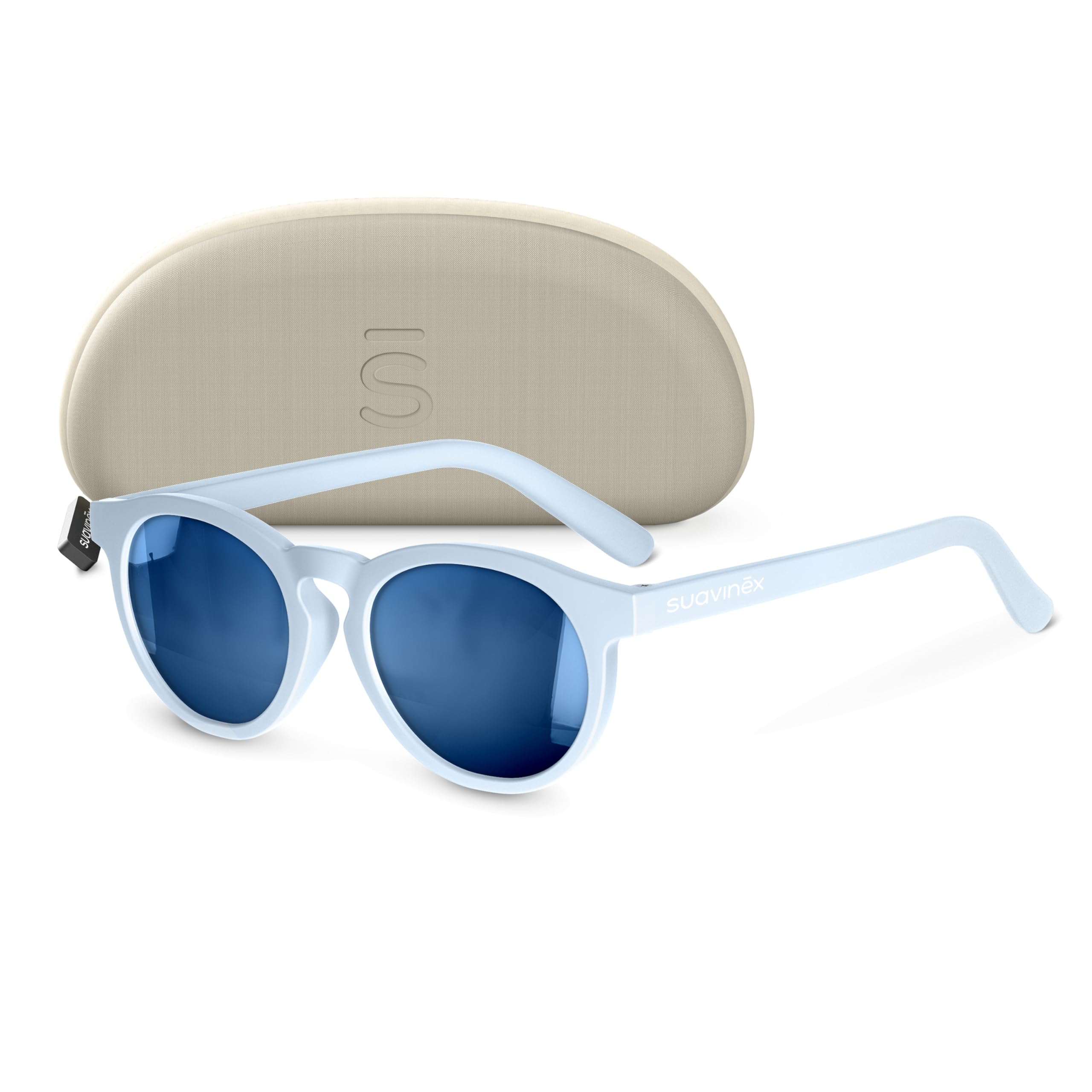 SUAVINEX, Gafas de Sol para Bebés de 12 a 24 Meses, Polarizadas, con Filtro UV 400, Cat. 3, 100% Protección Rayos UVA y UVB, con Funda Incluida, Muy Flexibles y Ligeras, de Forma Redonda, Color Azul