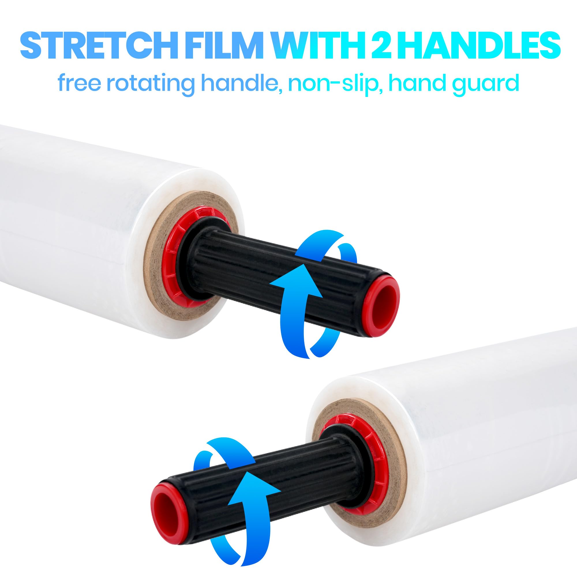 TAPEBEAR Film Transparente Para Embalar Con Asas Rollo, 38cm x 230M Resistencia Industrial Film Elástico de Plástico para Paletizar Embalaje, Mudanzas y Envoltura, 2 Rollos