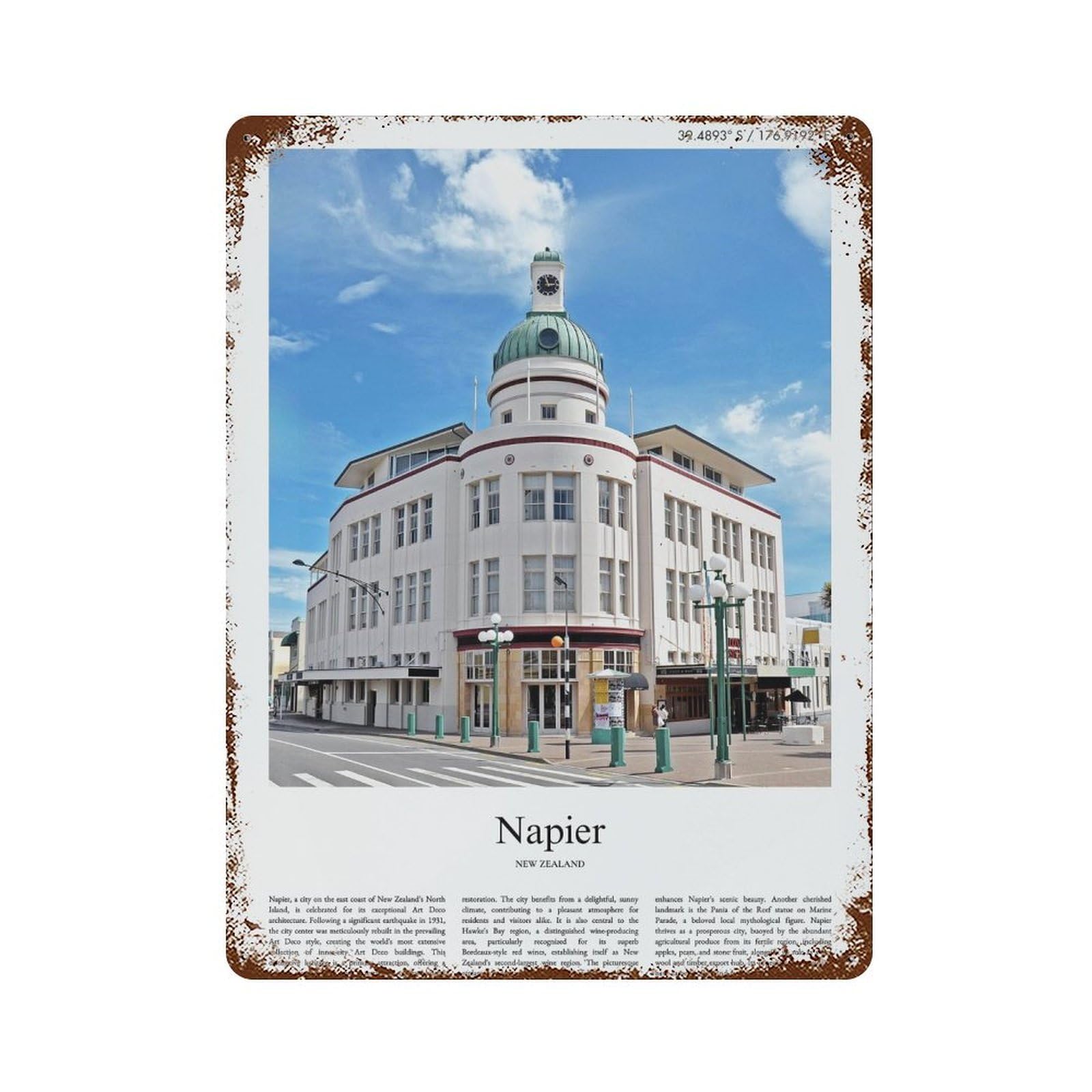 xiaoxiaoshen Napier New Zealand City Scenery Wall Decor Art Metal Tin Poster Modern Home Decor Art Home Bar Shop Decorations Vintage Sign 40x30cm