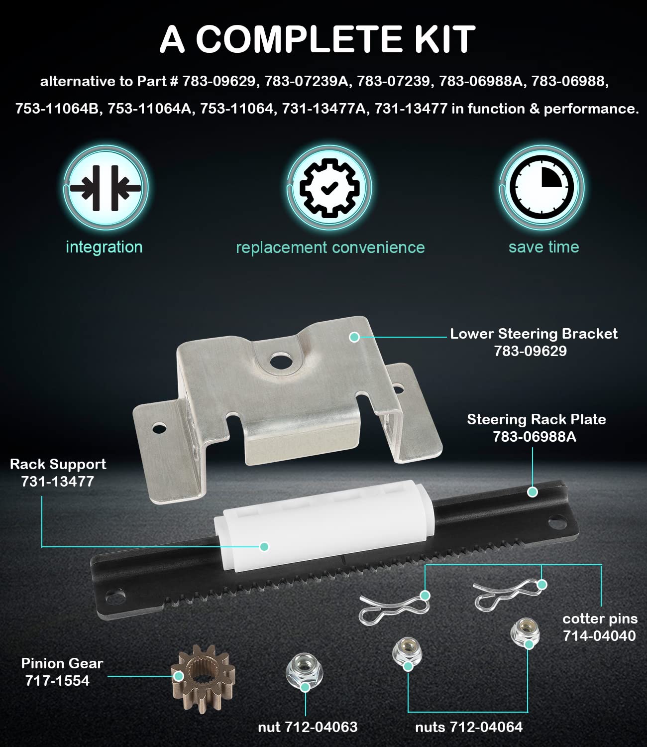 753-11064B CR12 - Kit de servicio de dirección para cortacésped Cub Cadet CC30 CC30H CC30E Hydro Mini Riders/MTD Columbia CR30/Craftsman R1000 cortacésped tractor cortacésped