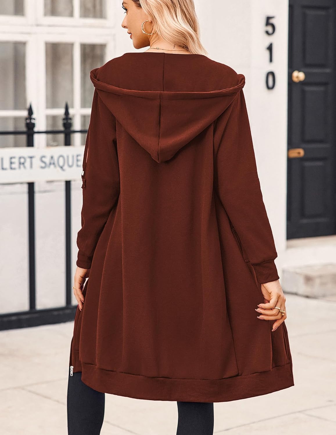 Zeagoo Women's Zip Up Hoodies Oversized Fleece Long Tunic Sweatshirts Casual Long Sleeve 2026 Fall Hoodie Jacket Coat - Image 6