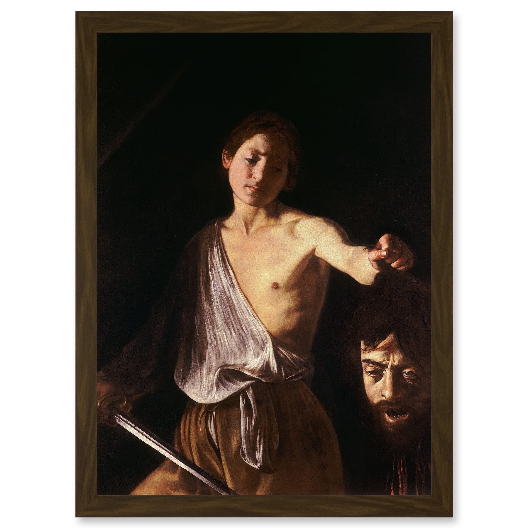 Artery8 Caravaggio 1610 David With Head Goliath Painting Artwork Framed Wall Art Print A4