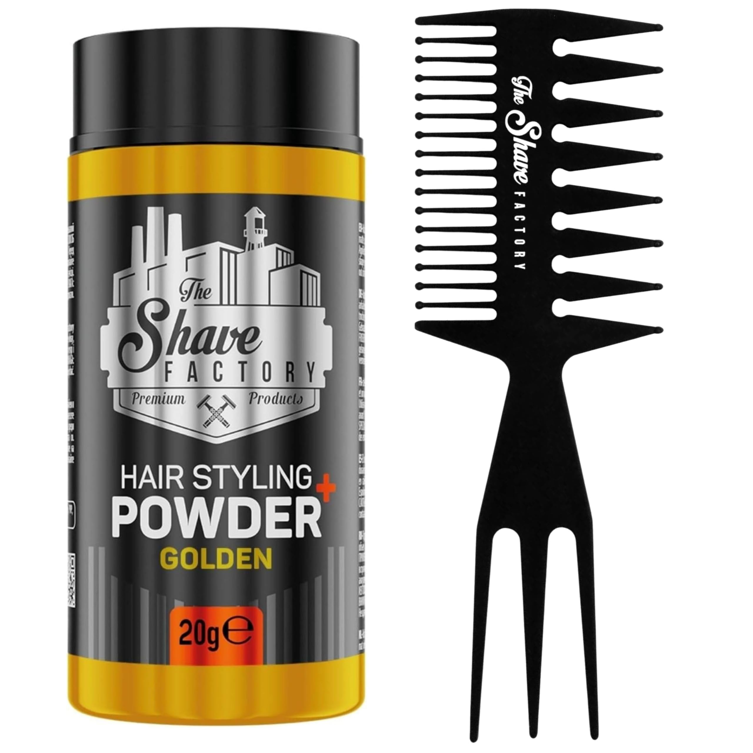 the shave factory Hair Styling Powder - Mattifying and Volumizing Powder with comb types suitable for all areas