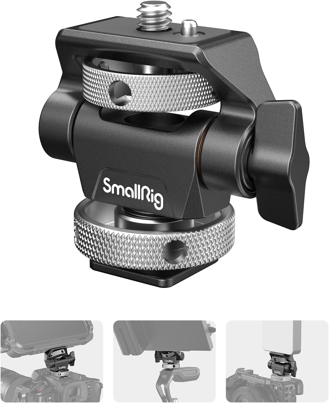 (New Version) SMALLRIG Camera Monitor Mount with Cold Shoe Adapter, 360° Swivel and 180° Tilt Adjustable Monitor Holder with Thumbscrew, Anti-Twist Design, Max Payload 2.3kg - 2905B