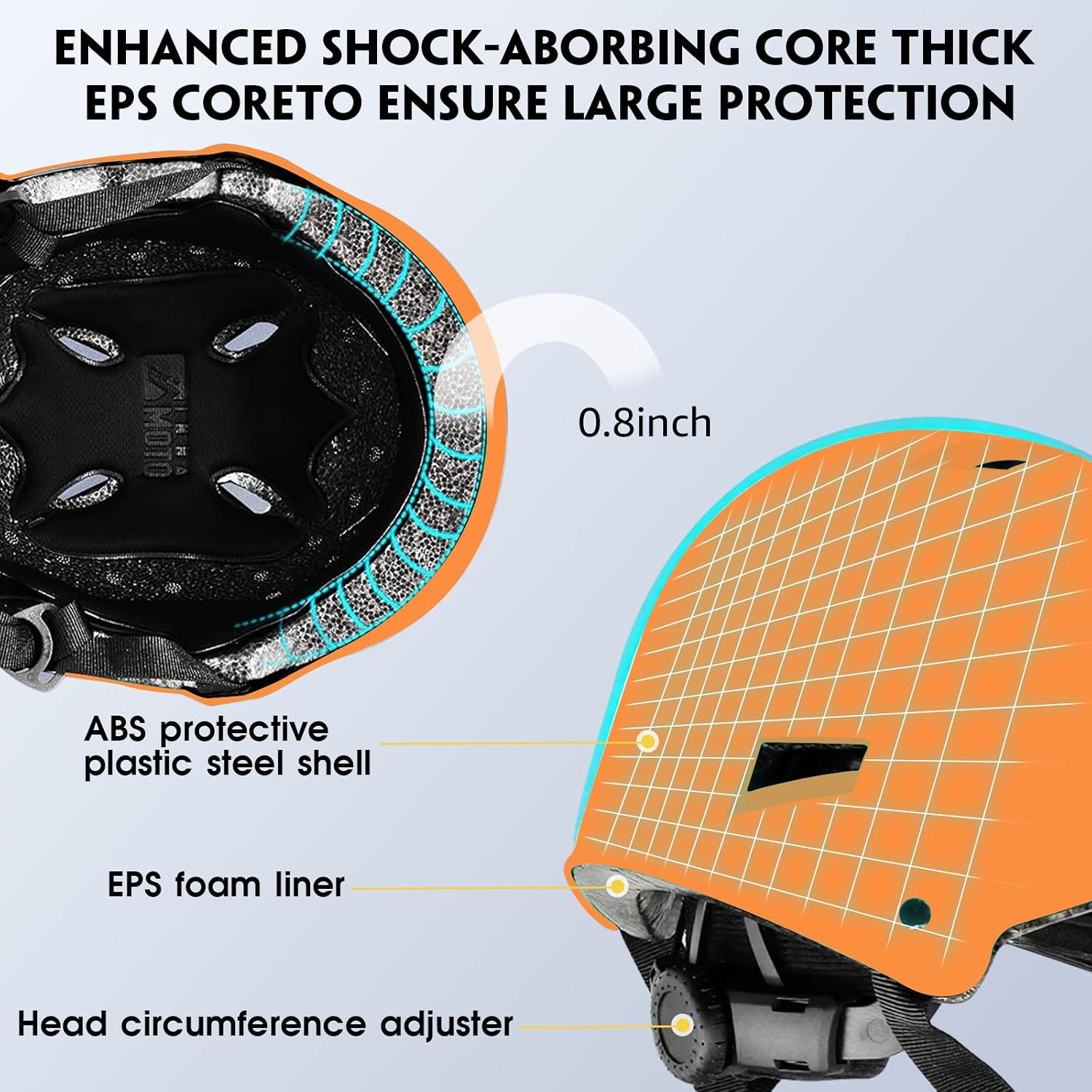 Skateboard Helmet for Adults - Adjustable Certified Safety Adults Helmet for Skateboarding Bike Bicycle Scooter Cycling Skate Skating Multisport Helmets for Kids Youth Boys Girls Women Men
