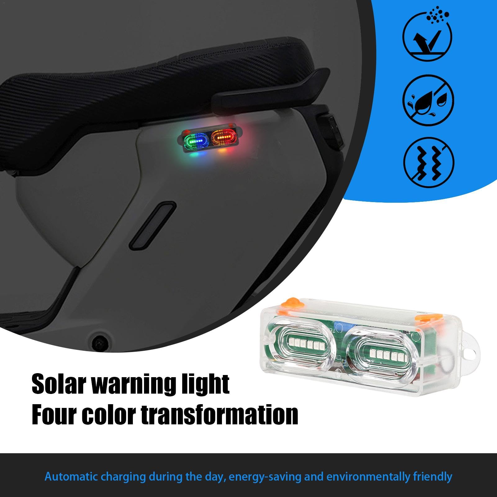 Lampe solaire pour moto, feu arrière rechargeable par USB | Lumière de nuit avec capteur de vibration intelligent pour les voyages, les trajets