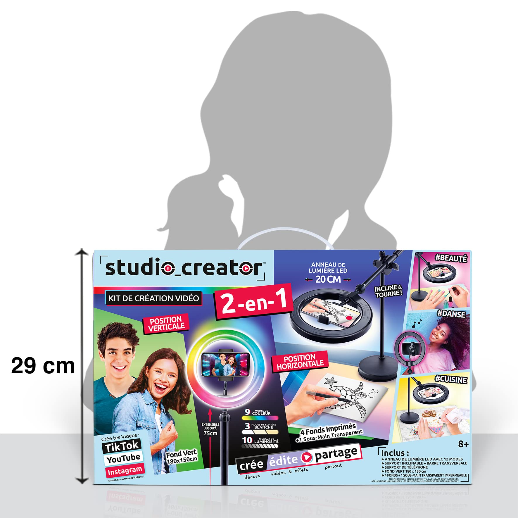 Canal Toys Creator Studio wideo 2 w 1 z wielokolorowym pierścieniem LED, podwójna funkcja, pozioma i pionowa - INF 027