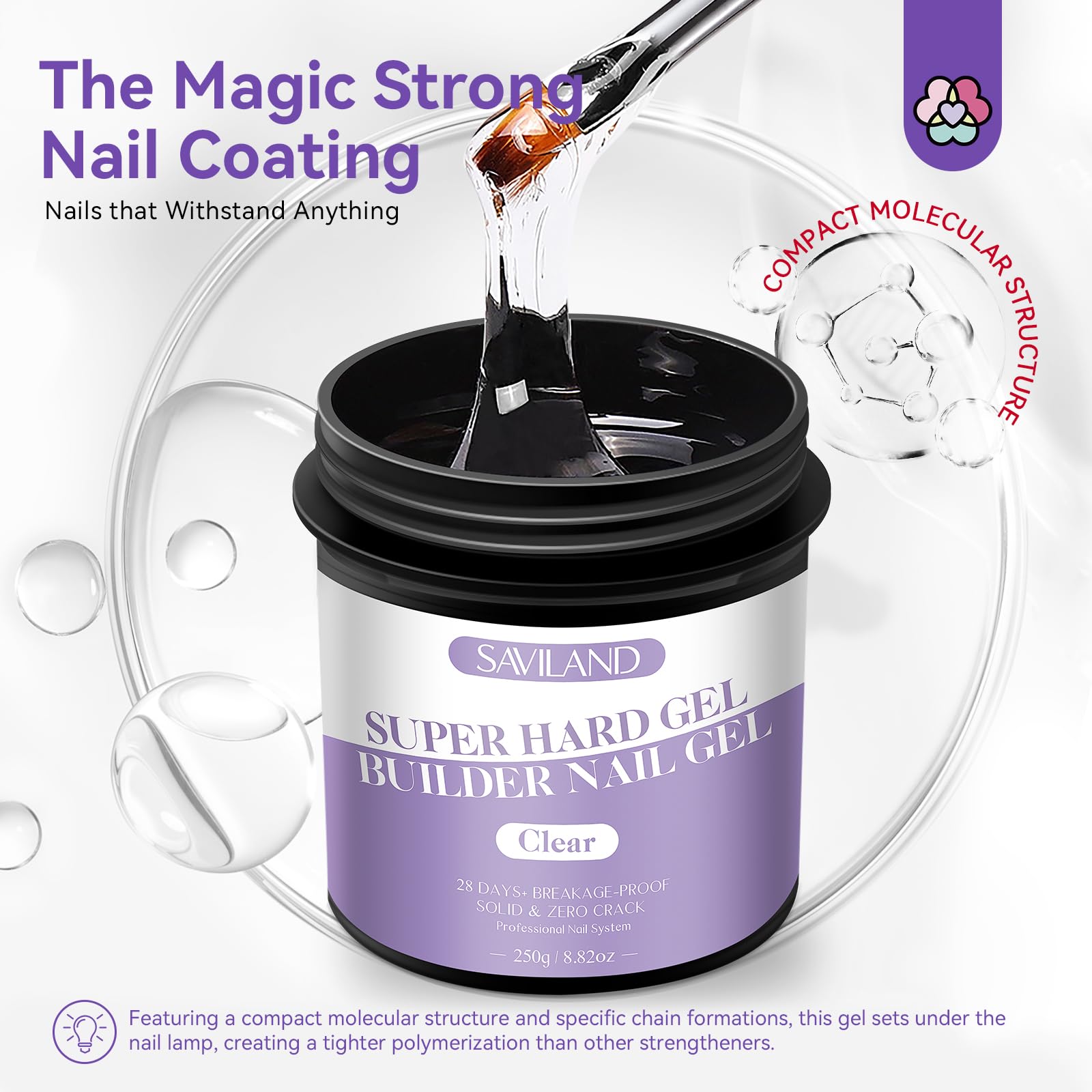 Saviland 250G/8.82OZ Builder Gels: Large Capacity Hard Gel for Nails Nail Strengthen Gel for Nail Extension Starter Builder Gels for Nails Hard Gel Nail Builder for Professional Nail Art Manicure - Image 3