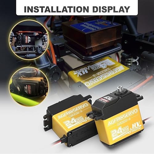 Miniatura 9 de AGFRC Servo de dirección de engranajes metálicos programables de alto par digital de 52.9 lbs para 1/10 RC Car Truck Crawler, 180 ° (B53DHS)