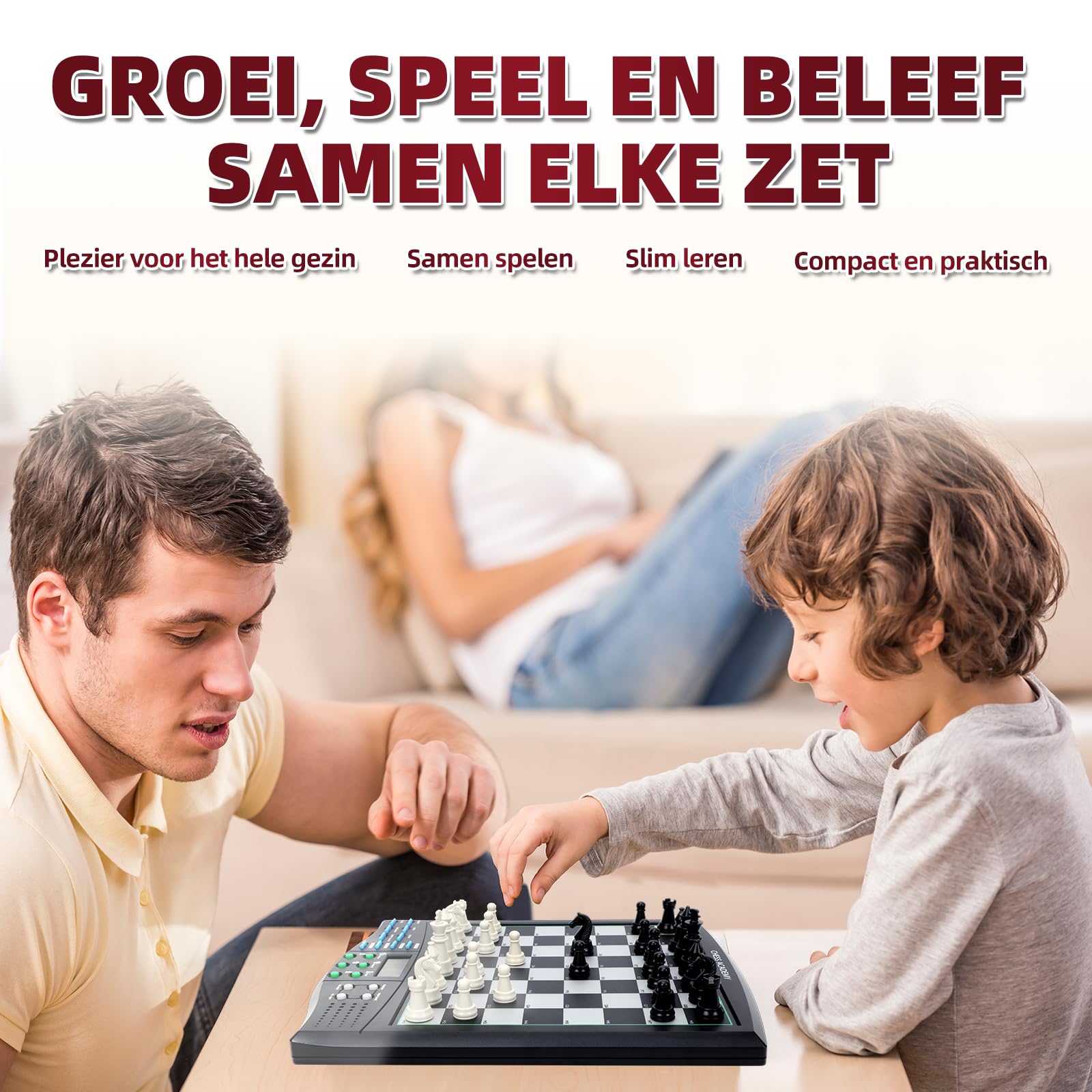SPREKENDE SCHAAKACADEMIE INTELLIGENT SCHAKEN MET LEERSYSTEEM (Nederlands) Draagbaar elektronisch schaakspel – AI-gestuurd stembegeleid schaakspel met magnetisch Bord, Perfect kerstcadeau...