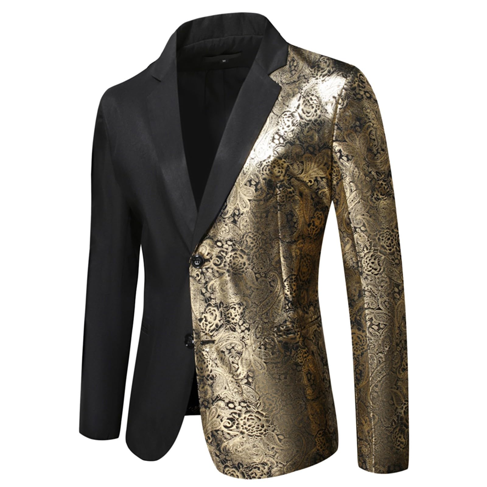 Blazer Hombre Americana Hombre Chaqueta Traje Bicolor Un Botón Manga Larga Casual Elegante Moderna para Fiesta Ocio