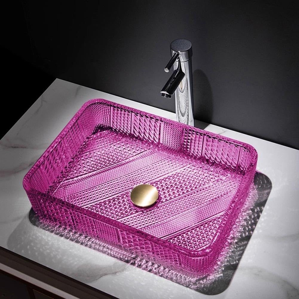 CSXSXAUO Rectangle Vessel Sink, Above Counter Basin with Pop-up Drain for Modern Bathroom Vanity