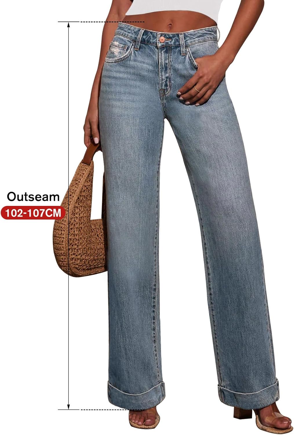 KUNMI Jeans for Women Wide Leg Baggy High Waist Boyfriends Straight Leg Stretchy Denim Pants Trendy Fall 2025