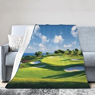 Throw Blanket 60"x50" Warm Fleece Bed Blankets Golf Course Throw Blanket for Couch Lightweight Fall Blankets for Sofa Office Chair Bedroom Living Room