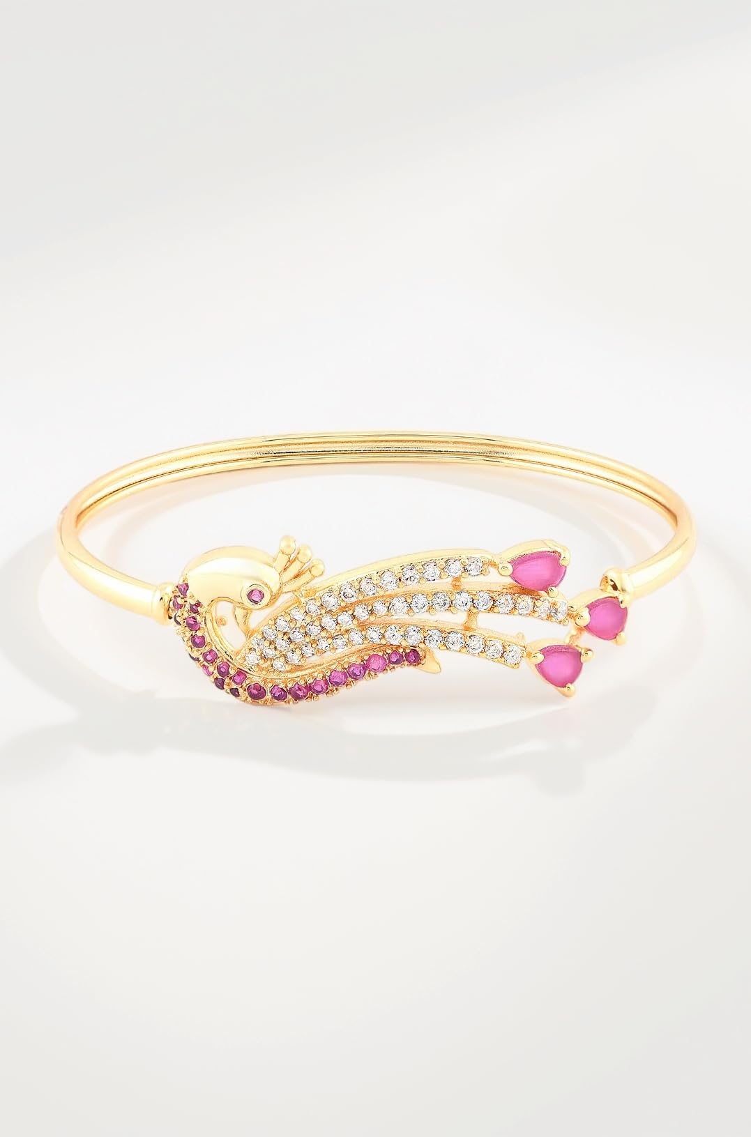 ZAVERI PEARLS Peacock Inspired Cubic Zirconia Kada For Women-ZPFK9213