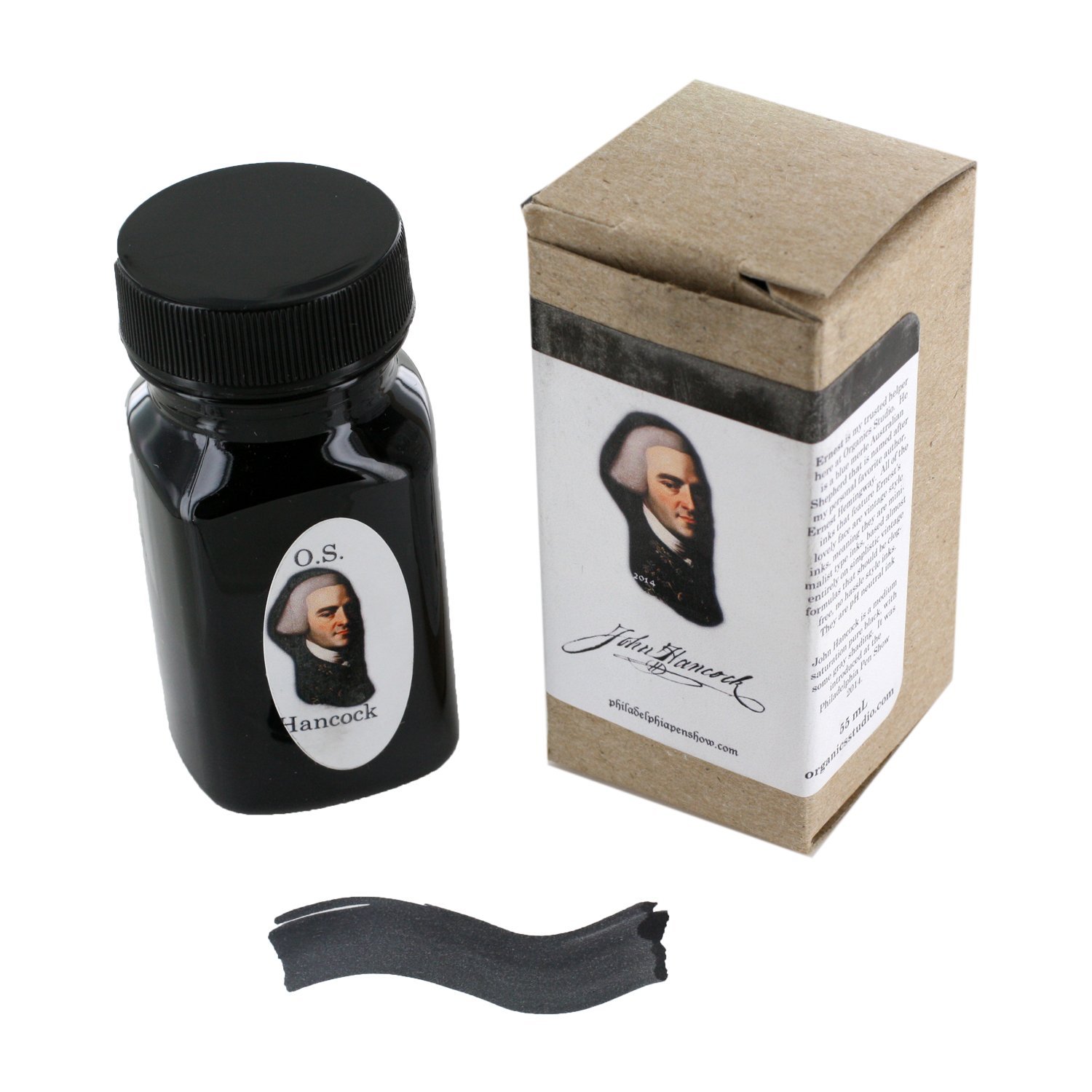 Organic Studios Masters of Writing Fountain Pen Bottled Ink, 55ml, John Hancock Black