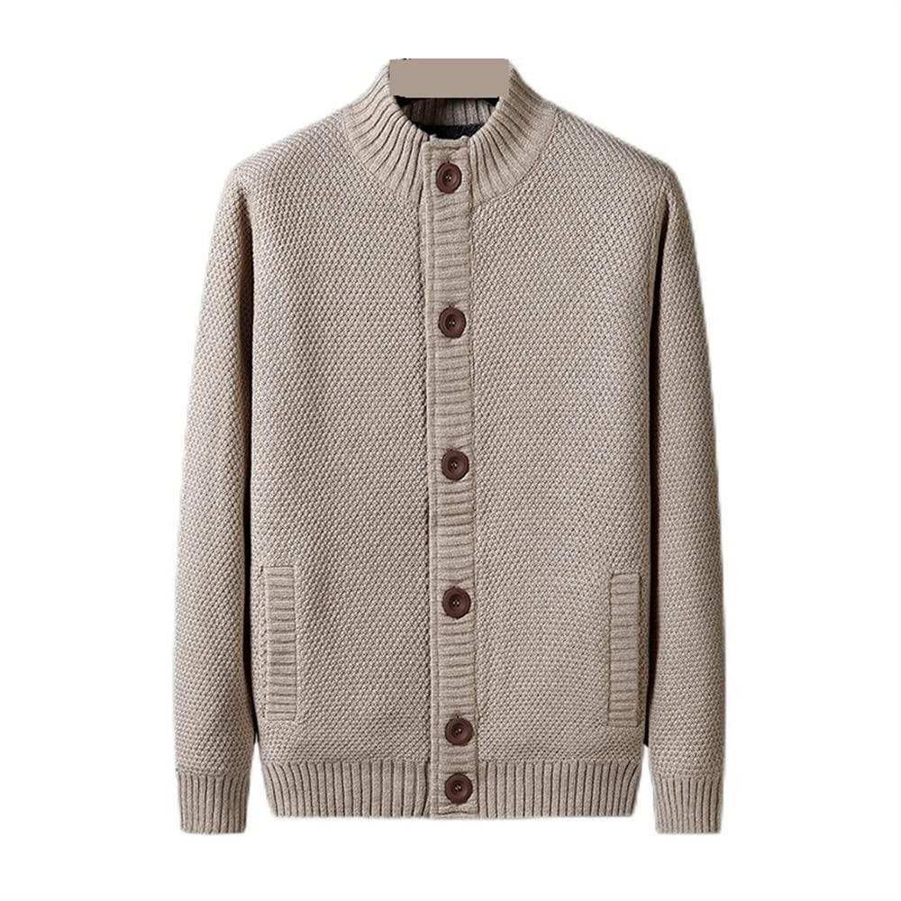El Nuevo Cárdigans for Hombre, suéteres a la Moda, Cuello Acanalado, Color sólido con Botones de Bolsillo, Forro de Punto Suave al Tacto, Manga Larga, otoño