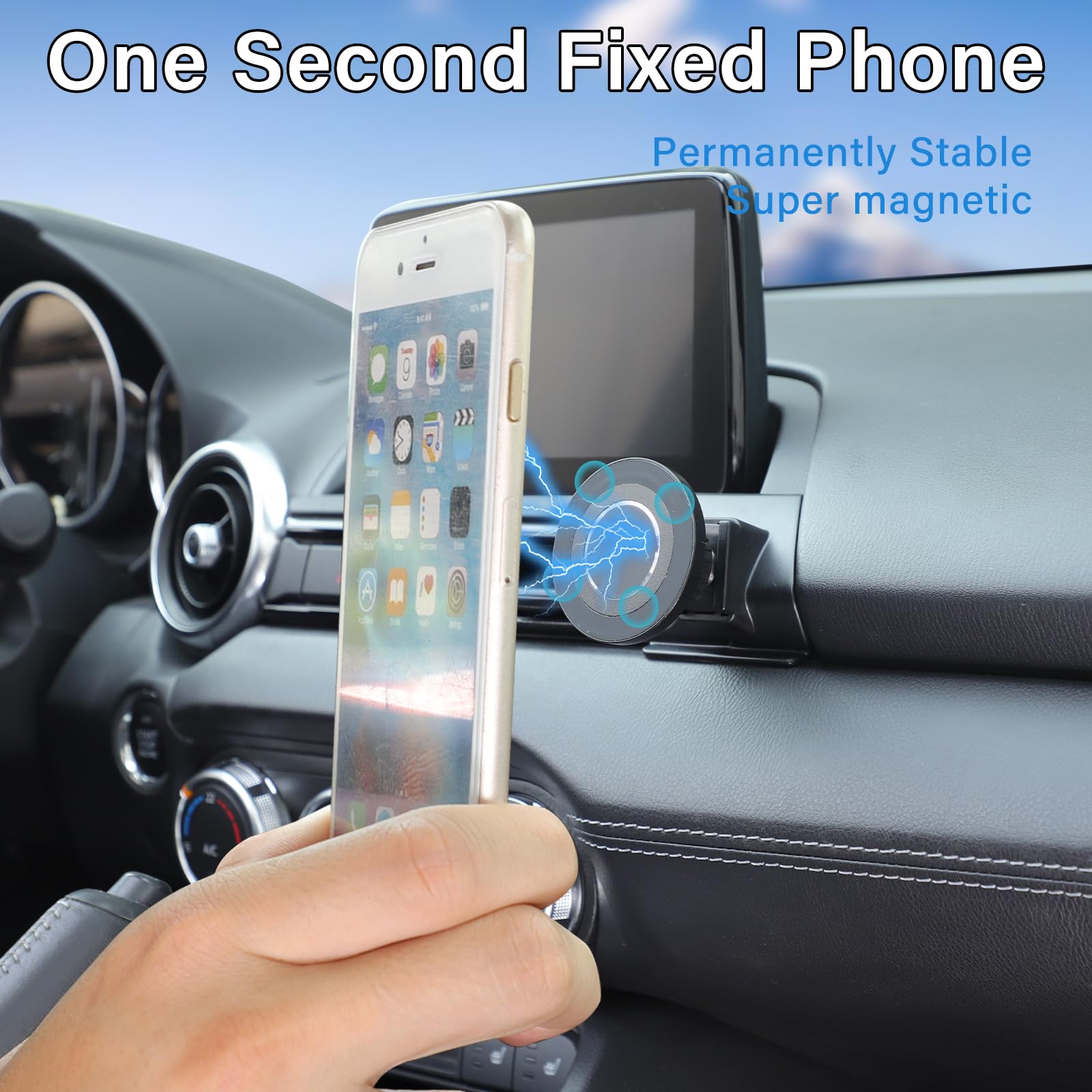 Supporto magnetico per telefono da auto compatibile con Mazda MX-5 ND 2016-2025, supporto per telefono cellulare per console centrale, rotazione a 360°, supporto magnetico per smartphone da 4
