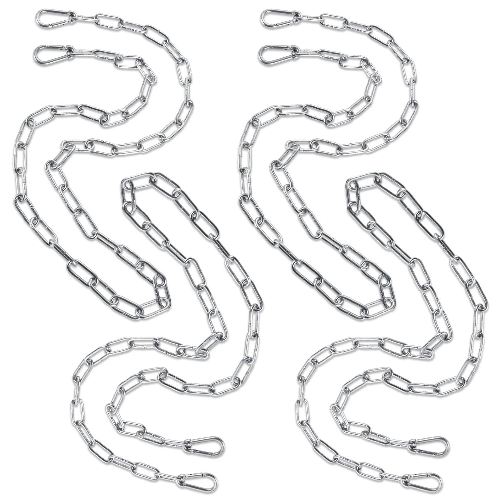 Kit di 4 catene per sedie sospese da 99 cm con 8 moschettoni, capacità di 199,6 kg, catena per sedia a dondolo in acciaio inox, resistente, per amaca, corda, pneumatici, altalene per alberi