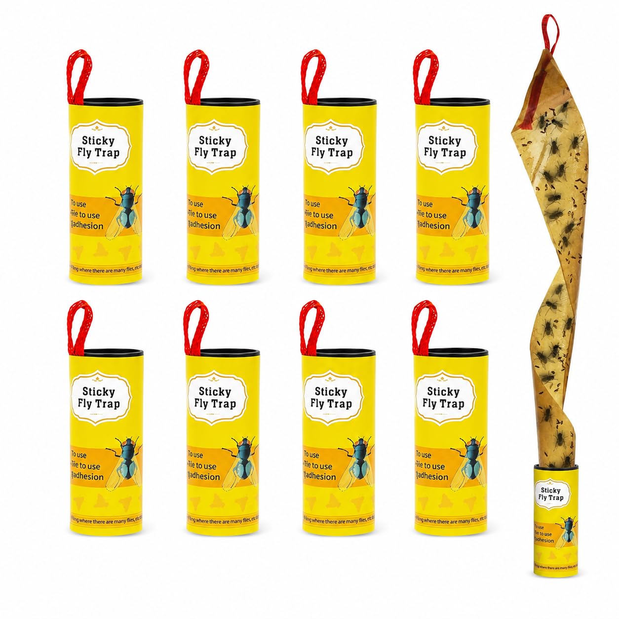 MAPPERZ Fly Sticky Trap Ribbon Strip Tape, Fly Paper attractant, Super Sticky Hanging, Adhesive Rolls for Fruit Flies, Bug, Insect, Pest, Mosquito, Plant, Home, Non-Toxic & Disposable, Pack of 8-image-15