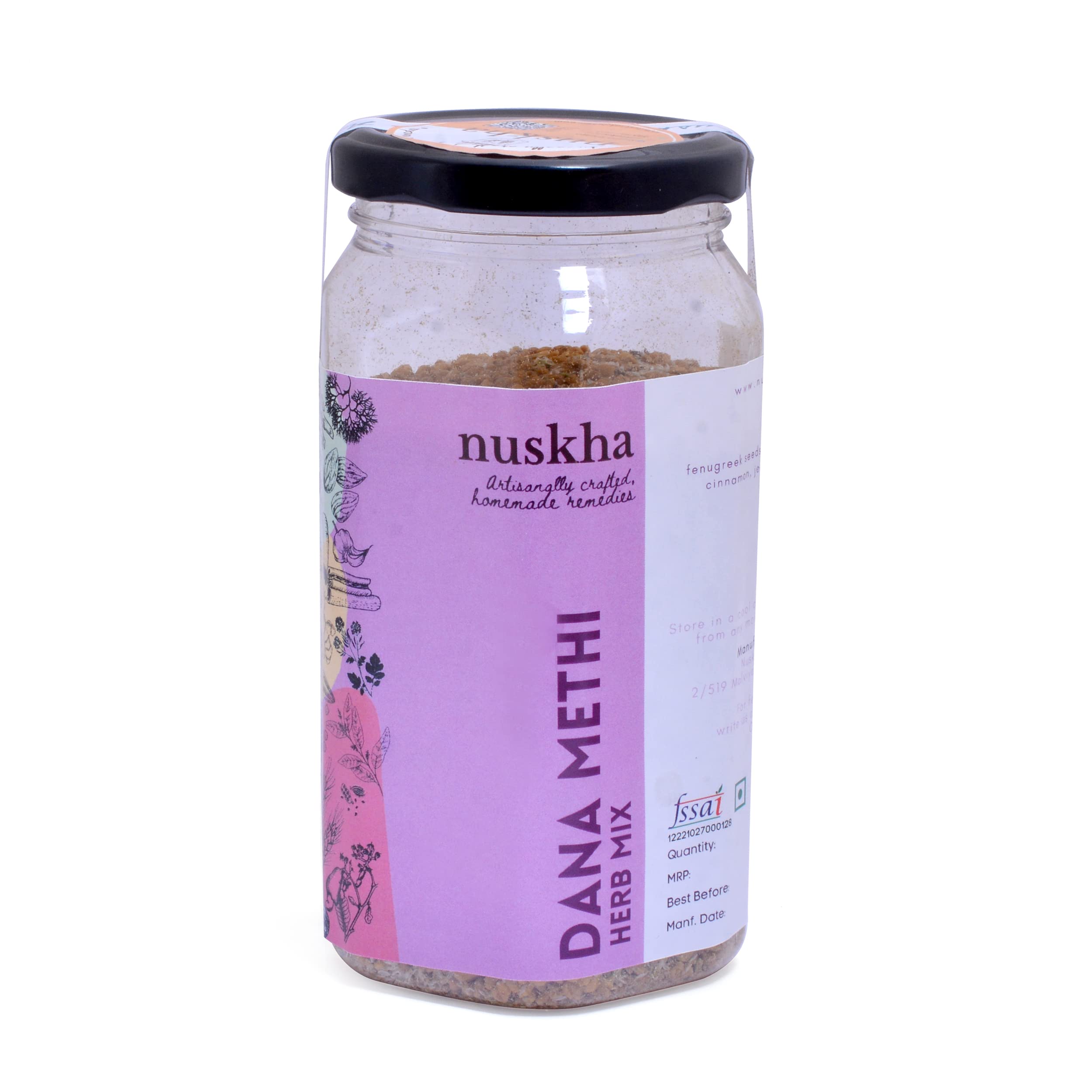 Dana Methi Herbmix from Nuskha | During Pregnancy| Dana Methi | Highly Aromatic | No Additives | No preservatives | No artificial | 100% pure and natural | Fresh & Dried Natural | Indian | 250 Gms
