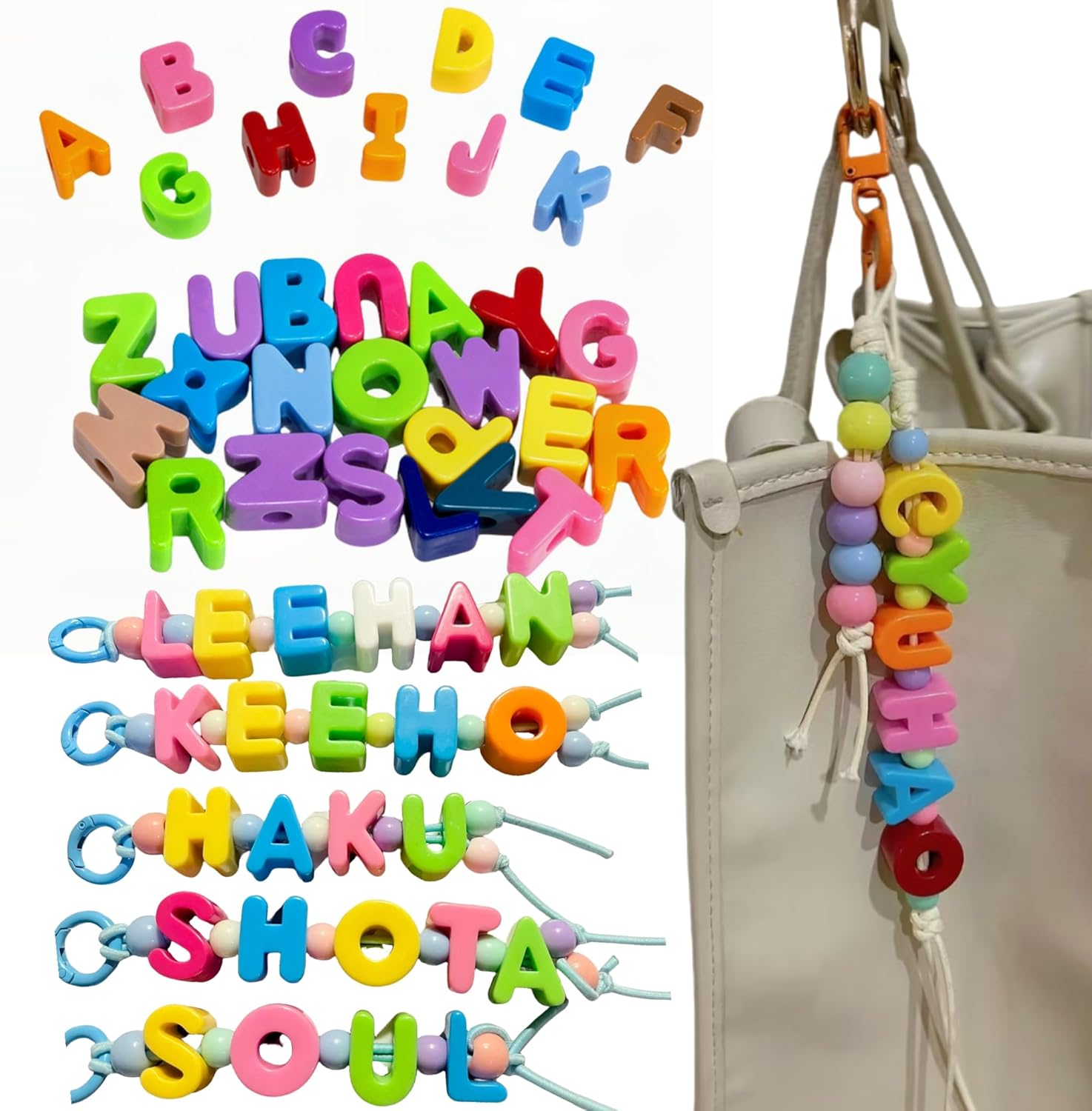 26 Large 6mm Hole Letter Beads, 20mm Beads A to Z,for DIY Jewelry Making Kit Friendship Bracelet Key Chain and Educators to Learn Letters (26 A to Z Random Color) - Image 8