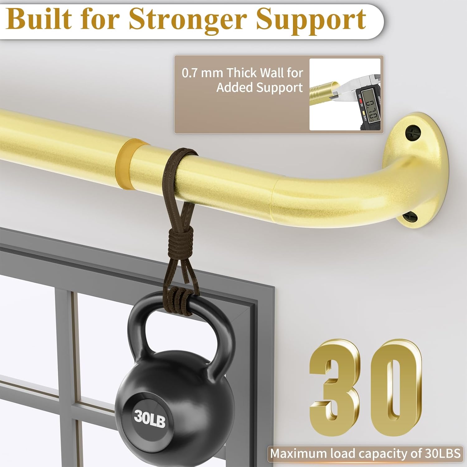 Wrap Around Extra Long Gold Curtain Rod for Windows 72-144 Inch, 1 Inch Heavy Duty Blackout Curtain Rod 34-157 Inches, Adjustable Curved Metal Drapery Rod, Gold