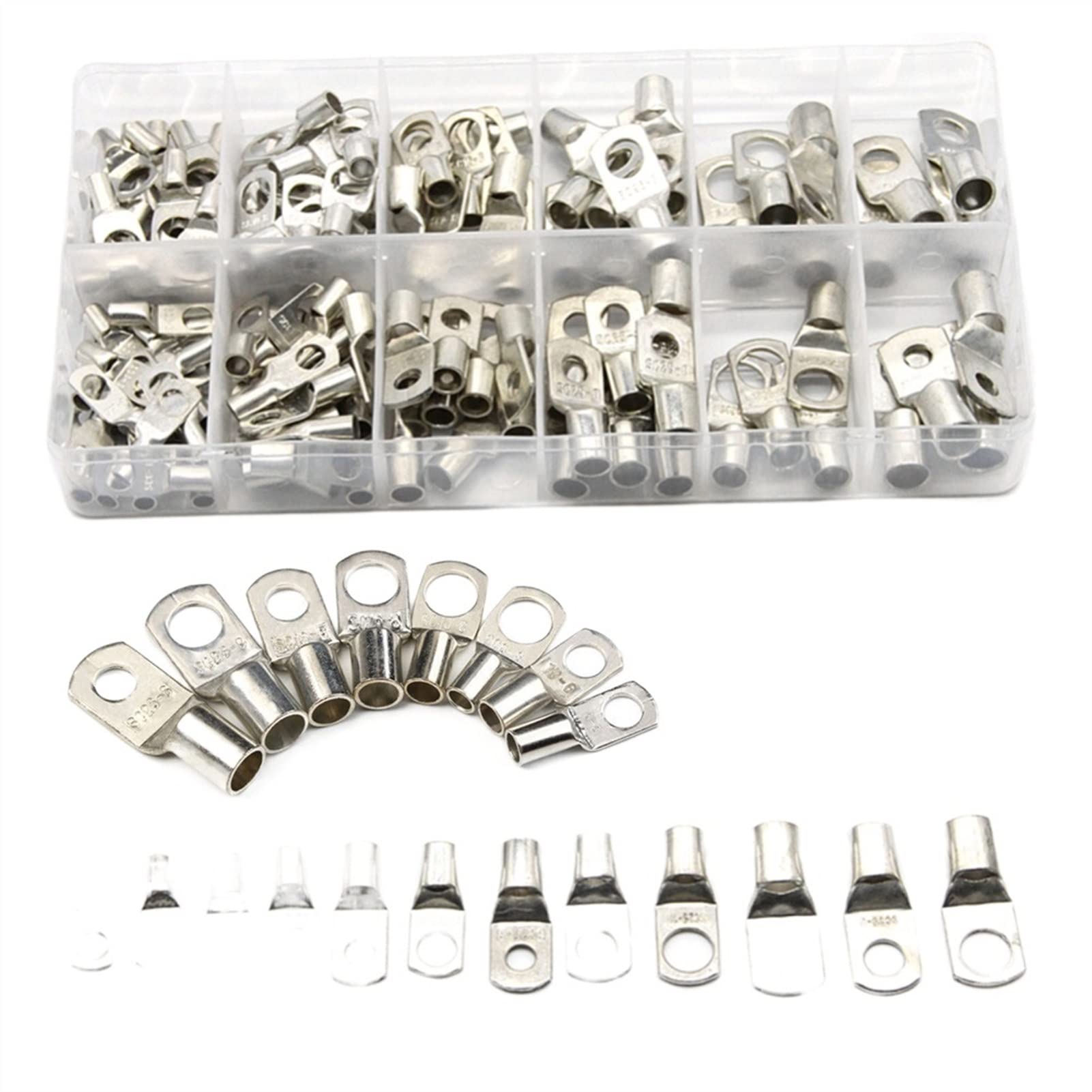 Ringkabelschuhe 140/100-teiliges Sortiment verzinnter Kupferösen, Ring-Elektrodrahtverbinder, SC-Bare-Crimp-Terminals, Kabelspleiß-Terminal-Kit(100pcs)