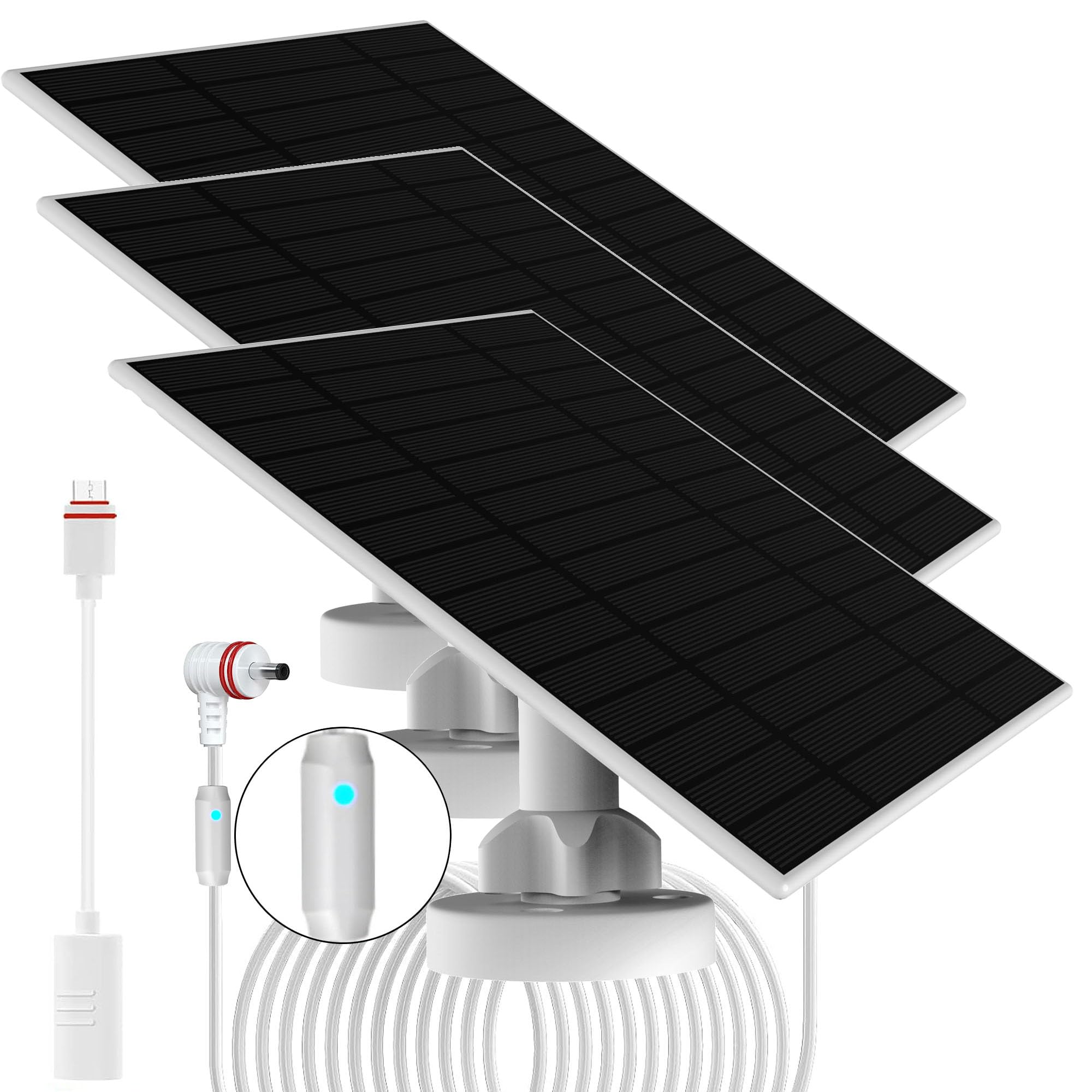 3 pack 6w Solar Panel with Charging Alert Breathing Light, for Ring Camera with Built-in Rechargeable Batteries (Spotlight Cam, Stick Up Cam, Stick Up Cam Pro, Spotlight Cam Plus, Spotlight Cam Pro)