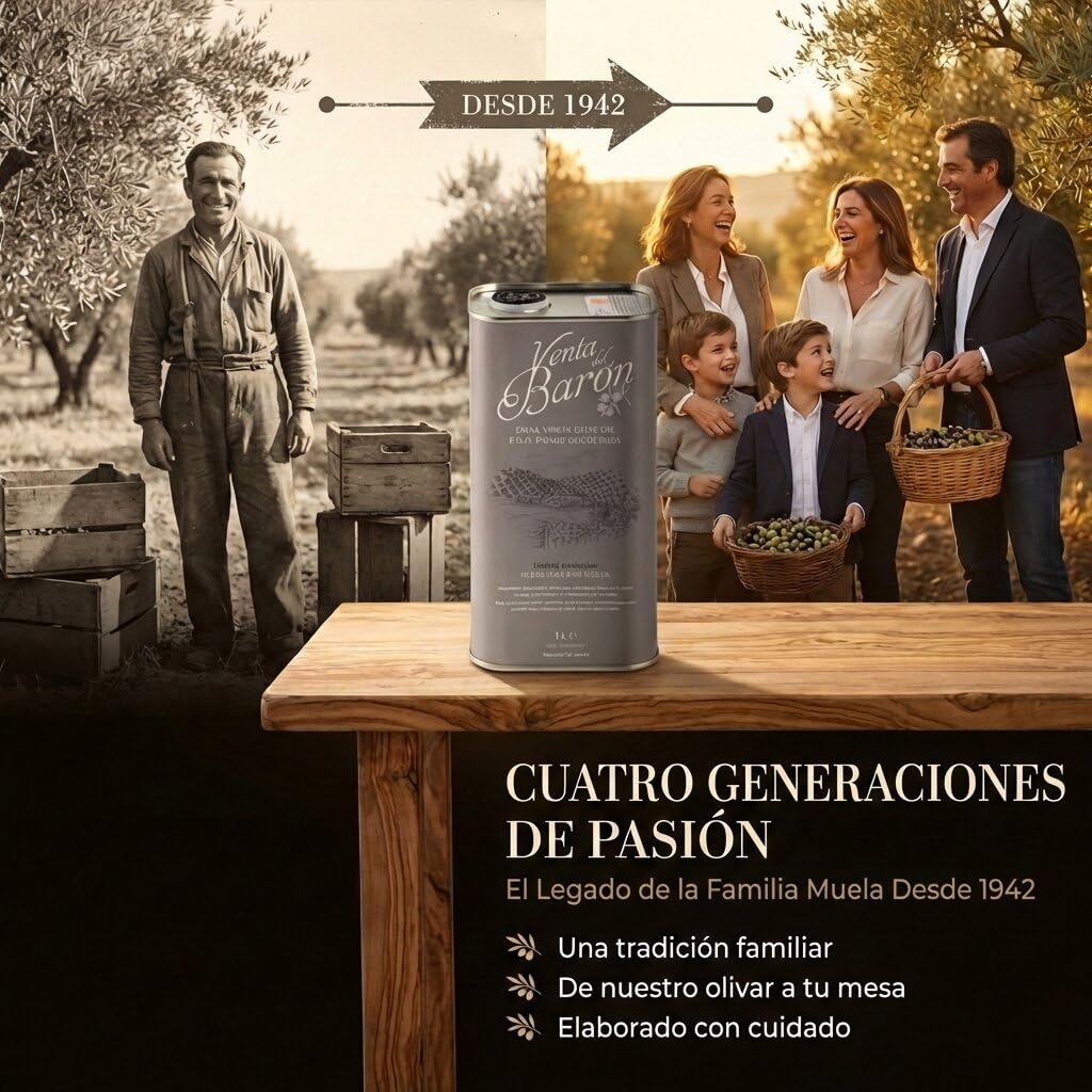 Venta del Barón – Aceite de oliva virgen extra – Prensado en frío – Alto en polifenoles – Lata de 1 L