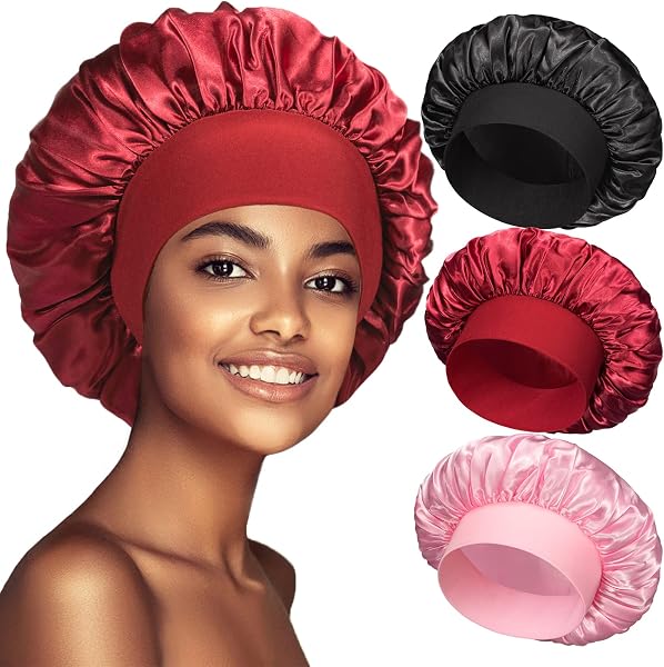 3PCS Bonnets for Women, Satin Bonnet Hair Bonnet for Sleeping