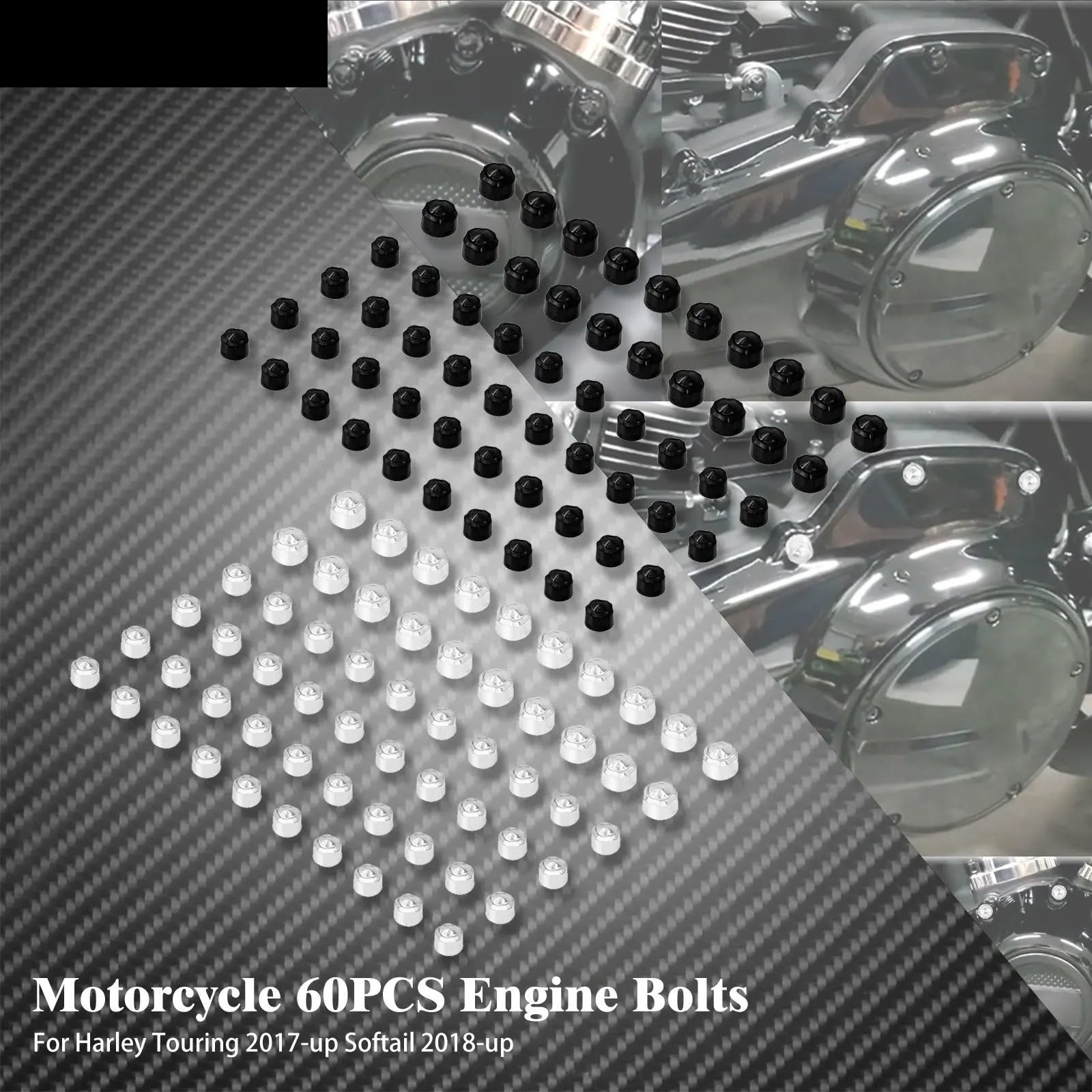 Coperchio Laterale Batteria Misura Per Harley Touring Road Street Glide FLHR Softail Fat Boy FLS 2018-Up Motore Del Motociclo Bulloni Tappi di Protezione Della Copertura(Black Bolt Cap)