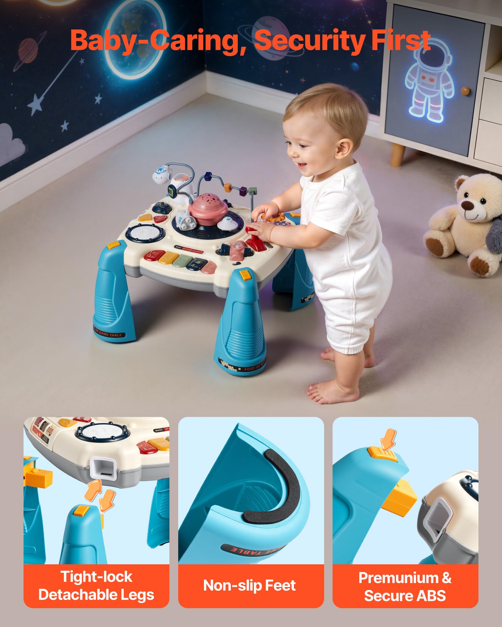 VEVOR Tavolo Attività Giocattoli Bambini 12 Giochi Pianoforte Percussioni Scrivania Astronave 60 Sorgenti Sonore