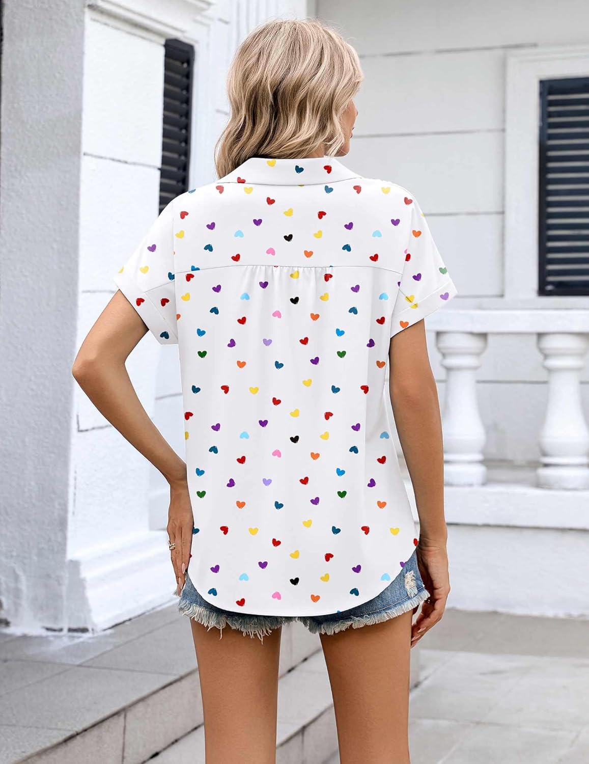 Zeagoo Womens Button Down Shirt Short Sleeve Blouse V Neck Dressy Casual Business Work Tops with Pocket S-XXL - Image 6