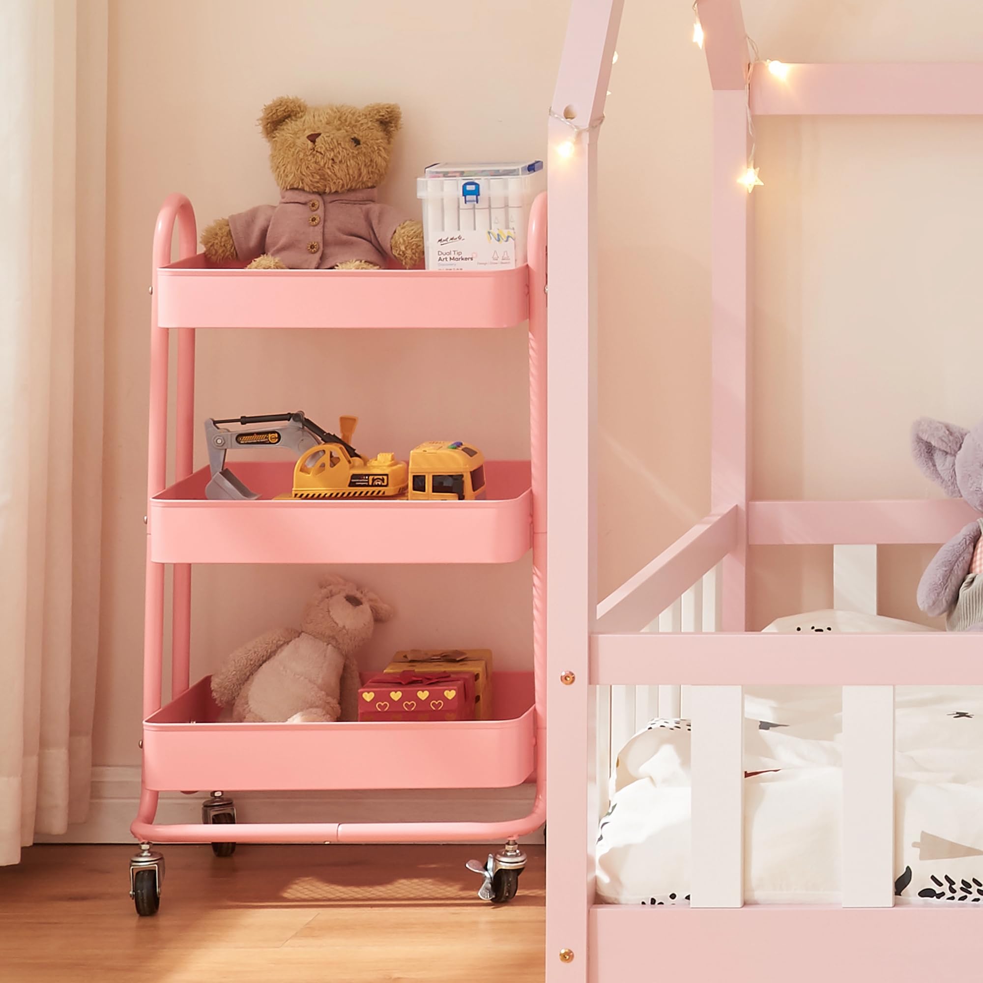 Carrello Da Stoccaggio En.casa Con 3 Contenitori E Ruote - Acciaio, Rosso, Per Casa/Ufficio - Foto 6