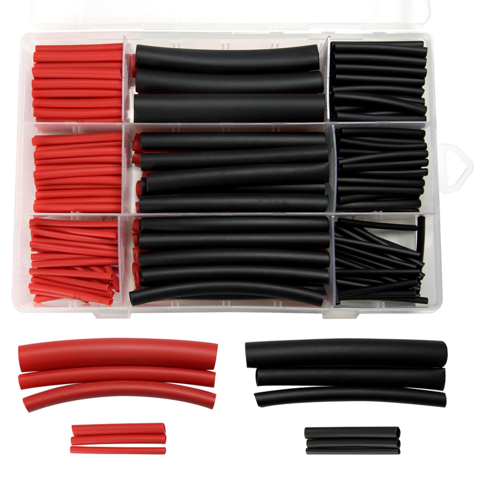 270PCS Heat Shrink Tubing Kit (Black & Red) - 3:1 Dual Wall Adhesive Tube Set, 6 Sizes for Cable Wire Repair, Insulation Protection, Includes Storage Box