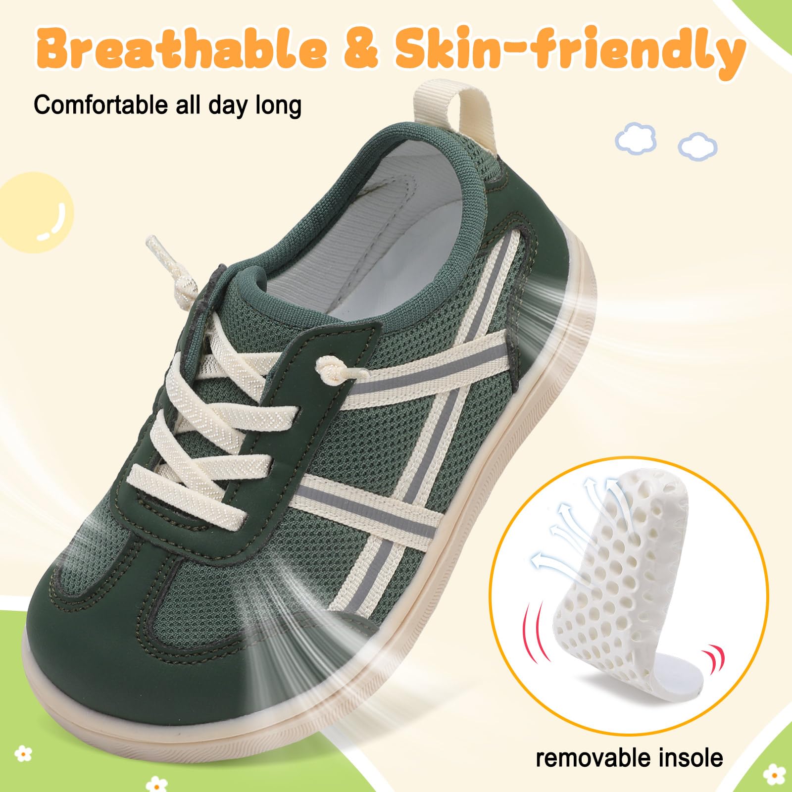 LeIsfIt Toddler Shoes Boys Girls Wide Barefoot Shoes Kids Slip on Casual Sneakers Breathable Non-Slip Sneakers for Walking Play School Tennis — view 5