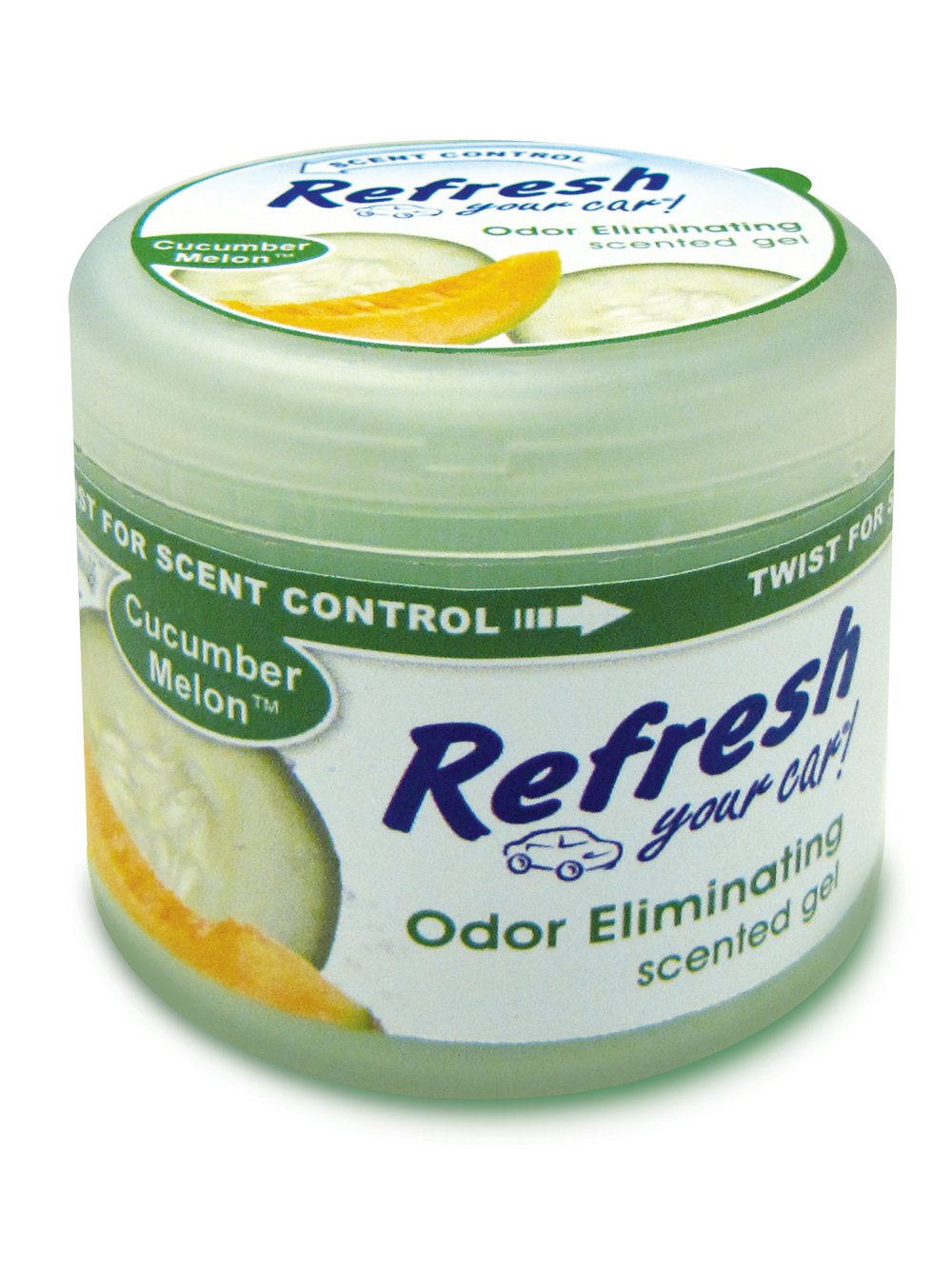 Refresh Your Car Car Air Freshener, Odor Eliminator, Scented Gel Can, Cucumber Melon Scent, 4.5 Oz, Refresh Your Car