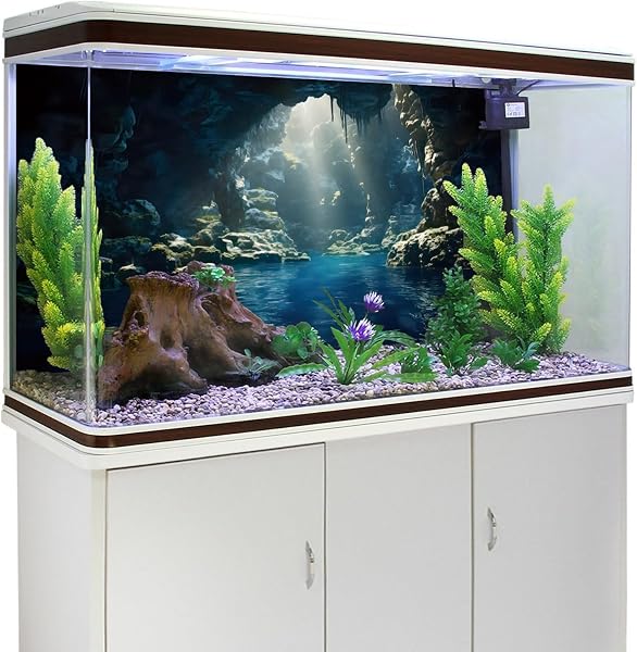 120x61cm Aquarium Background Mountain Stones Cave Aquarium Background River Bed & Lake Fish Tank Background Vinyl Background - 3