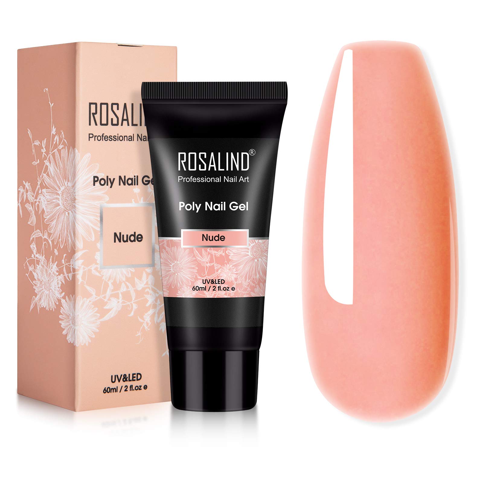 ROSALIND 60ML Poly Nail Gel for Nail Extension, Nude Poly Extension Gel Nail Poly Builder Gel Nude Pink Colors Enhance Nails for Women DIY at Home