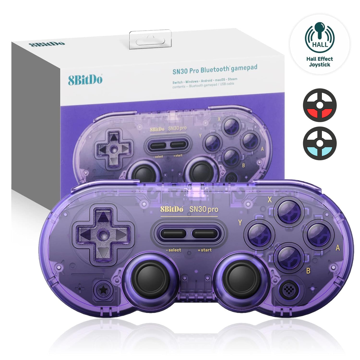 8Bitdo SN30 Pro Switch Wireless Bluetooth Game Controller Gamepad for Switch Steam Mac PC Android Windows MacOS (Purple)