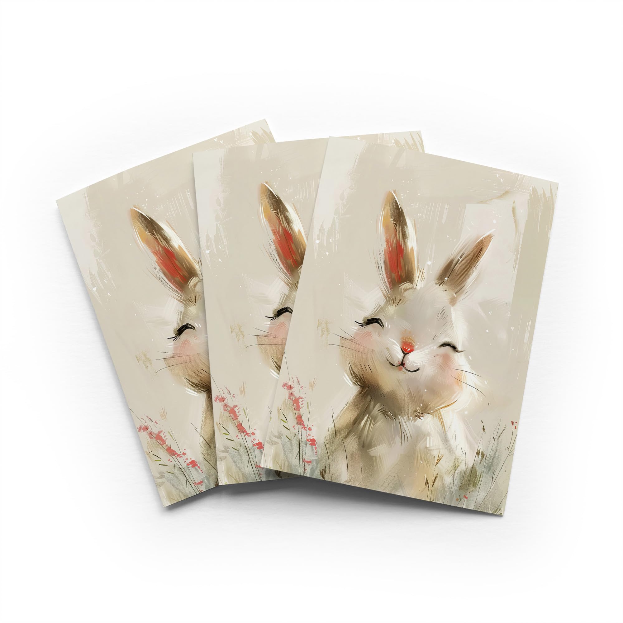 Cute Smiling Bunny Greeting Card Baby Animal Any Occasion Set of 3 Blank Inside 5x7 Inch 13x18 cm